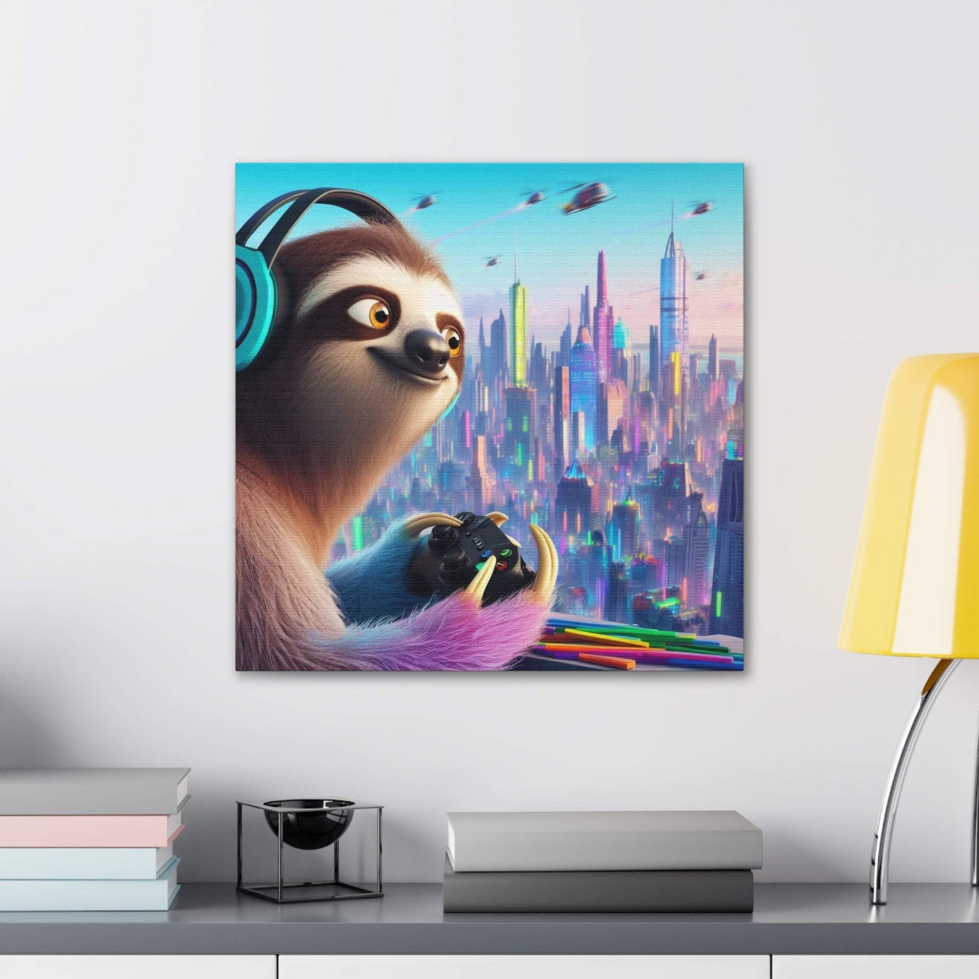 sloth artwork, sloth wall art, gaming wall art