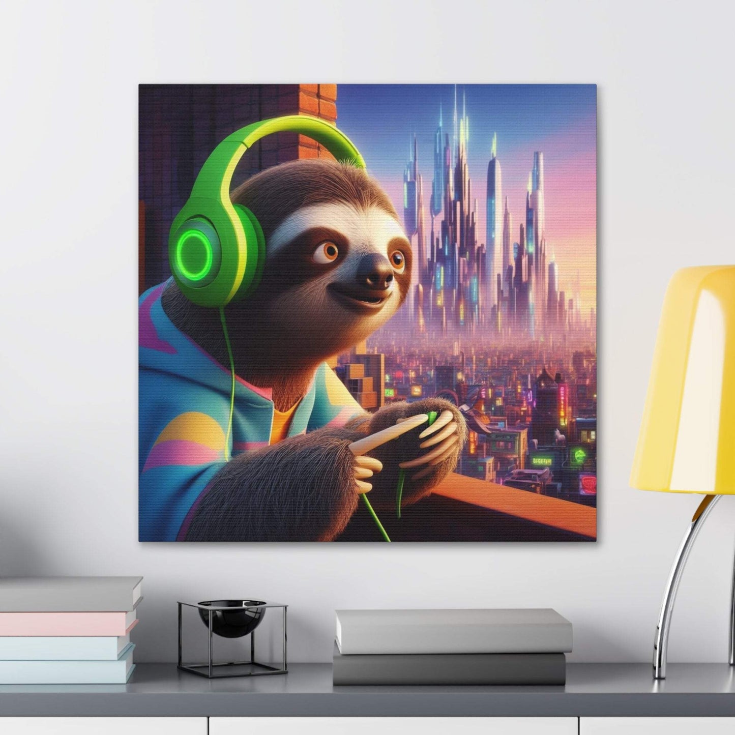 sloth artwork, sloth wall art, gaming wall art