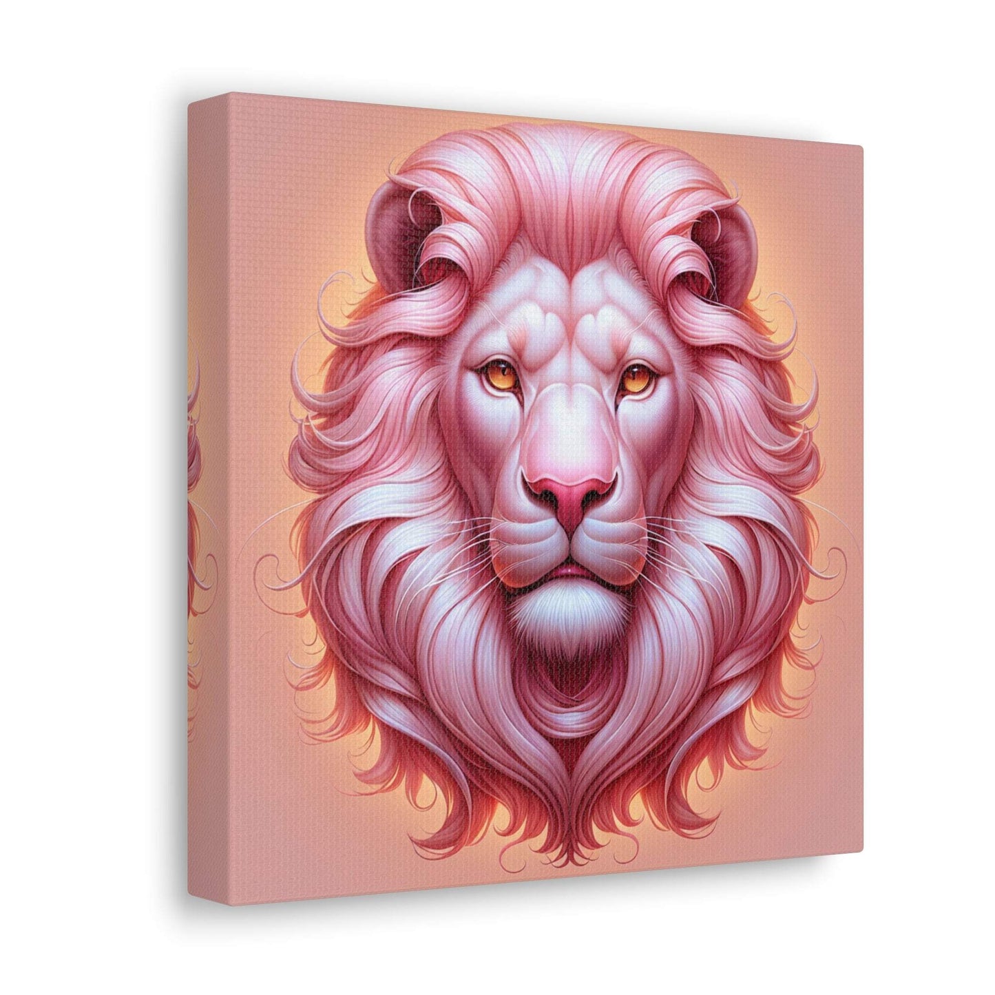 lion wall art, lion canvas wall art, lion face portrait, abstract pink lion