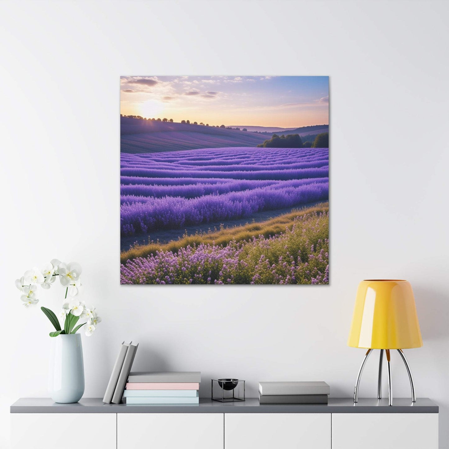 lavender wall art, lavender canvas, landscape art