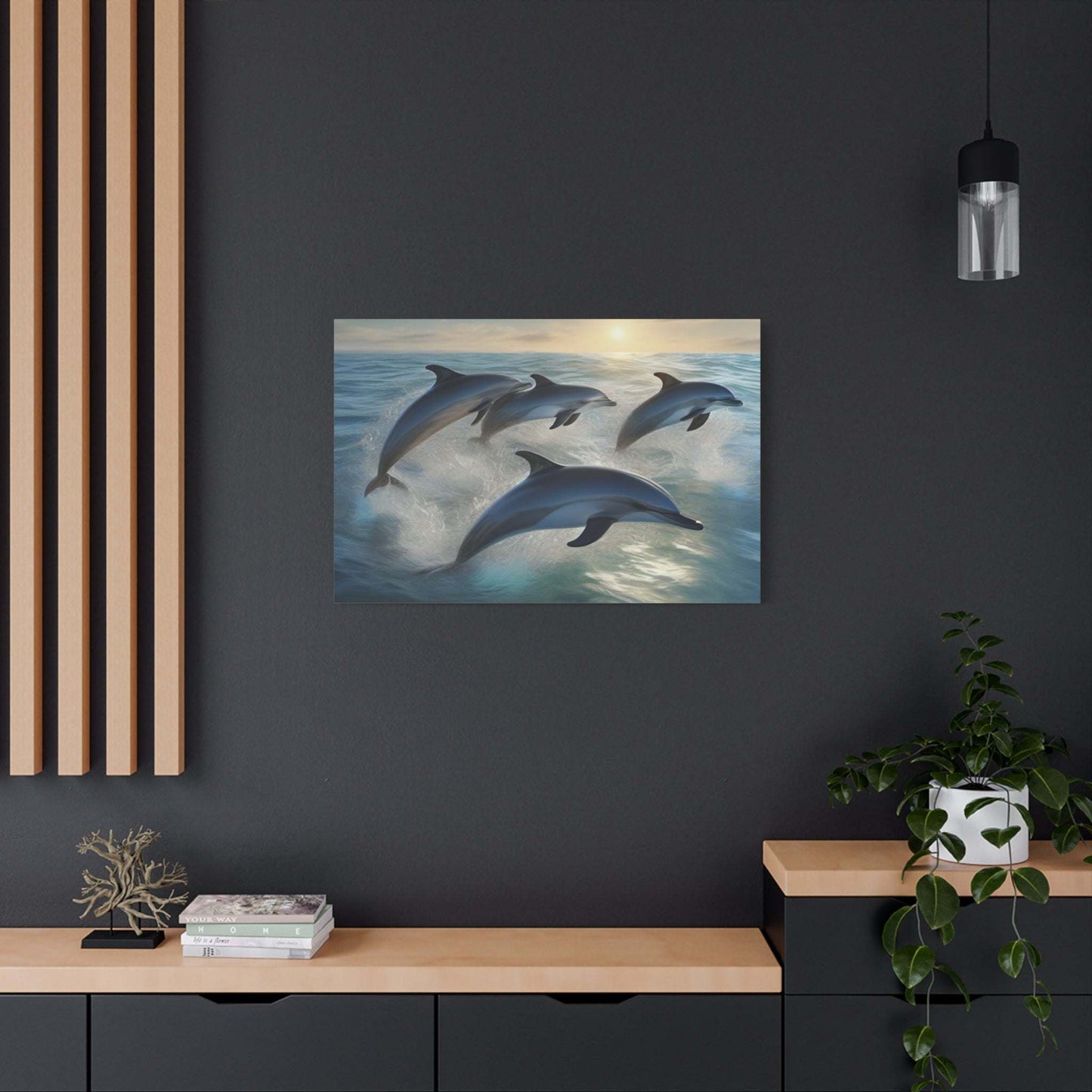 coastal artwork, ocean canvas wall art, beach canvas art, dolphin wall art