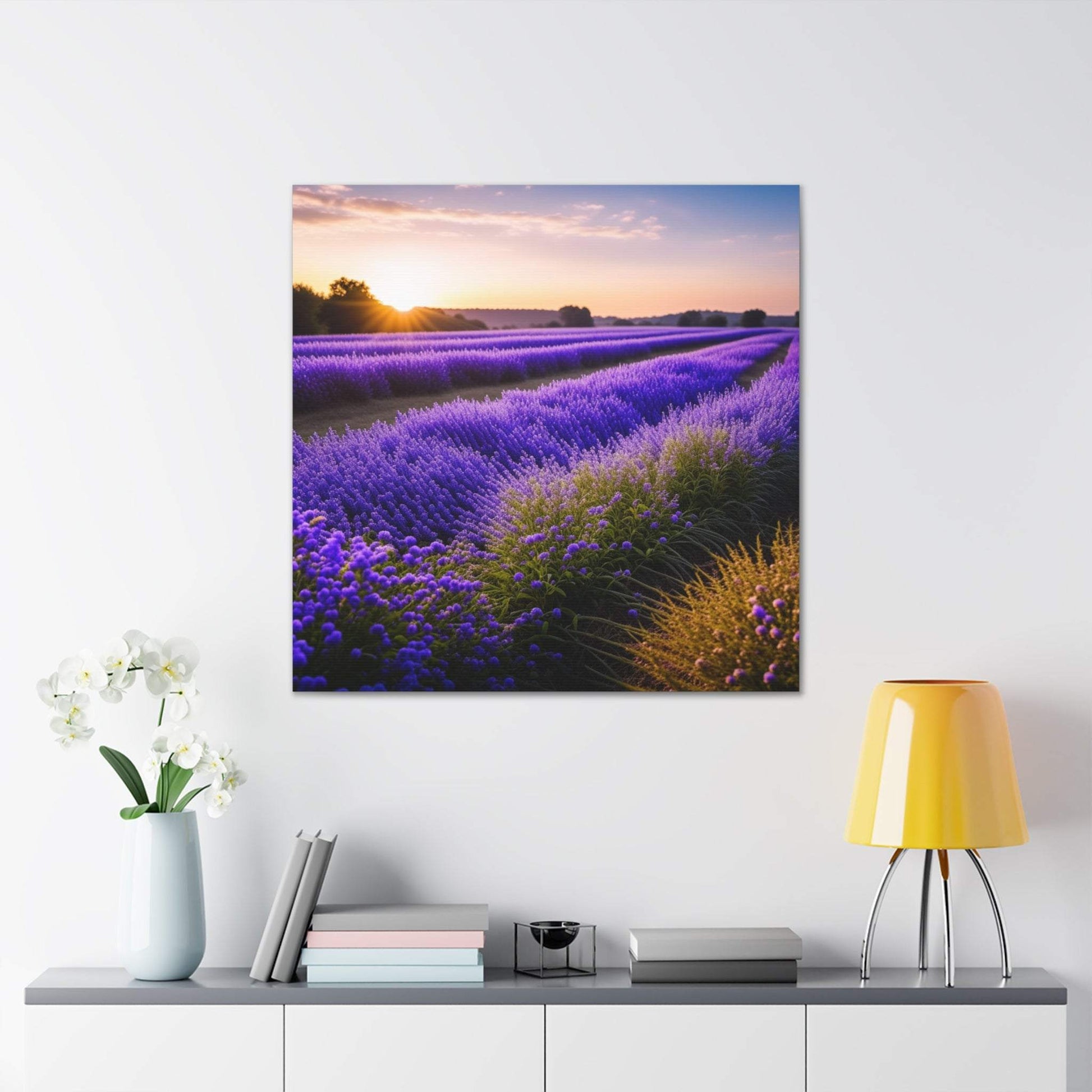 lavender wall art, lavender canvas, landscape art