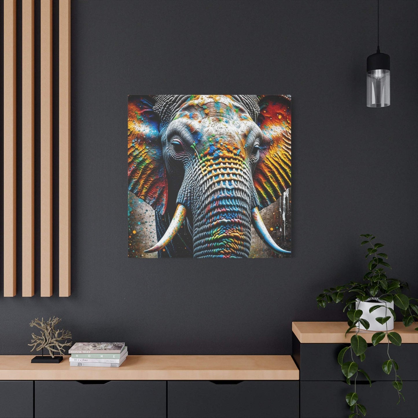 elephant wall art, abstract elephant art, elephant canvas