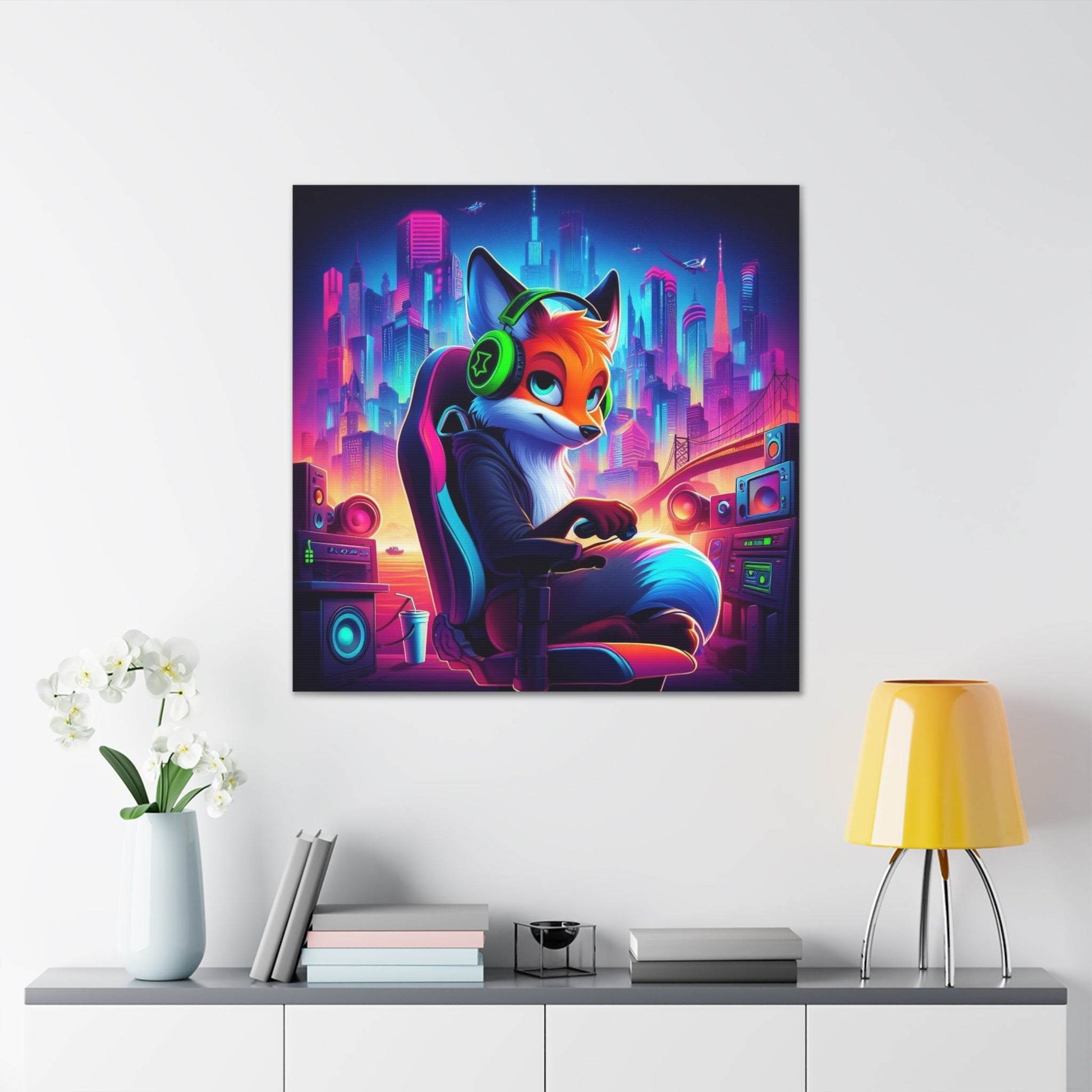 fox artwork, gaming wall art, fox canvas art