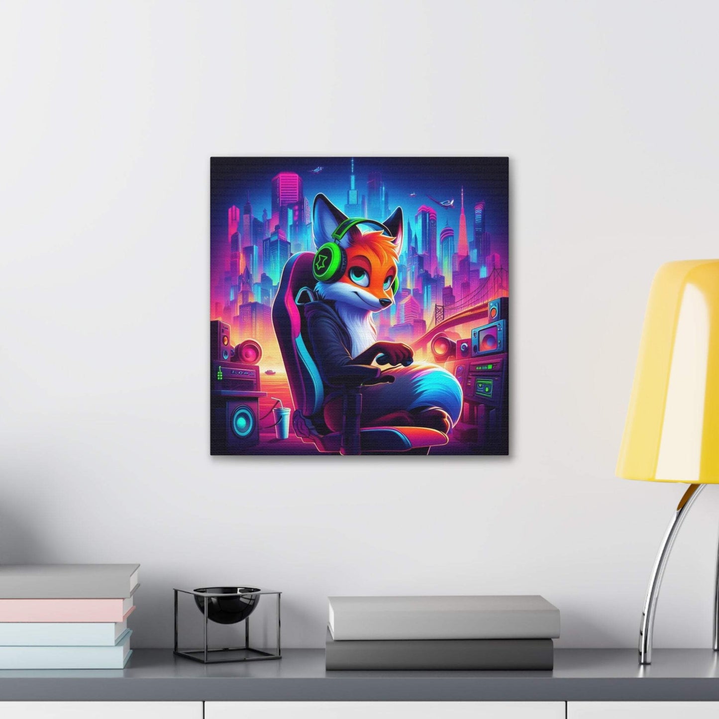 fox artwork, gaming wall art, fox canvas art