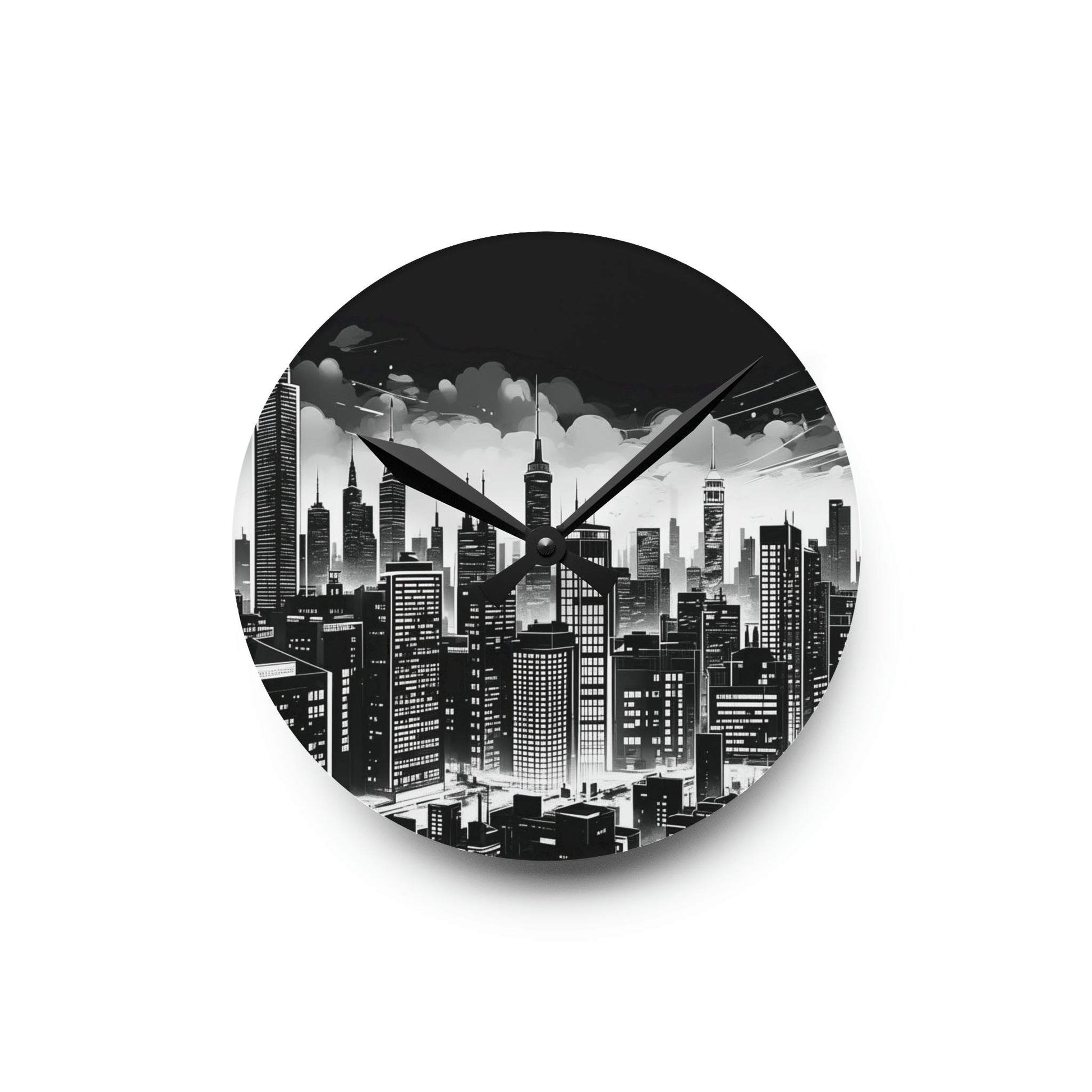 city skyline wall art, unique wall clock, cityscape