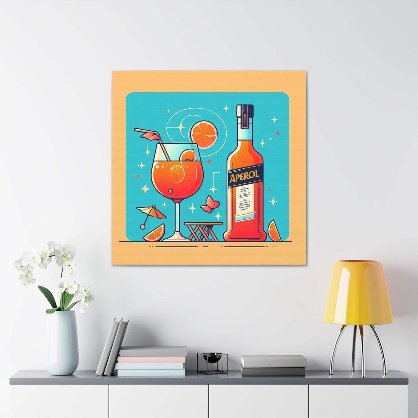 aperol spritz poster, cocktail poster, bar cart decor