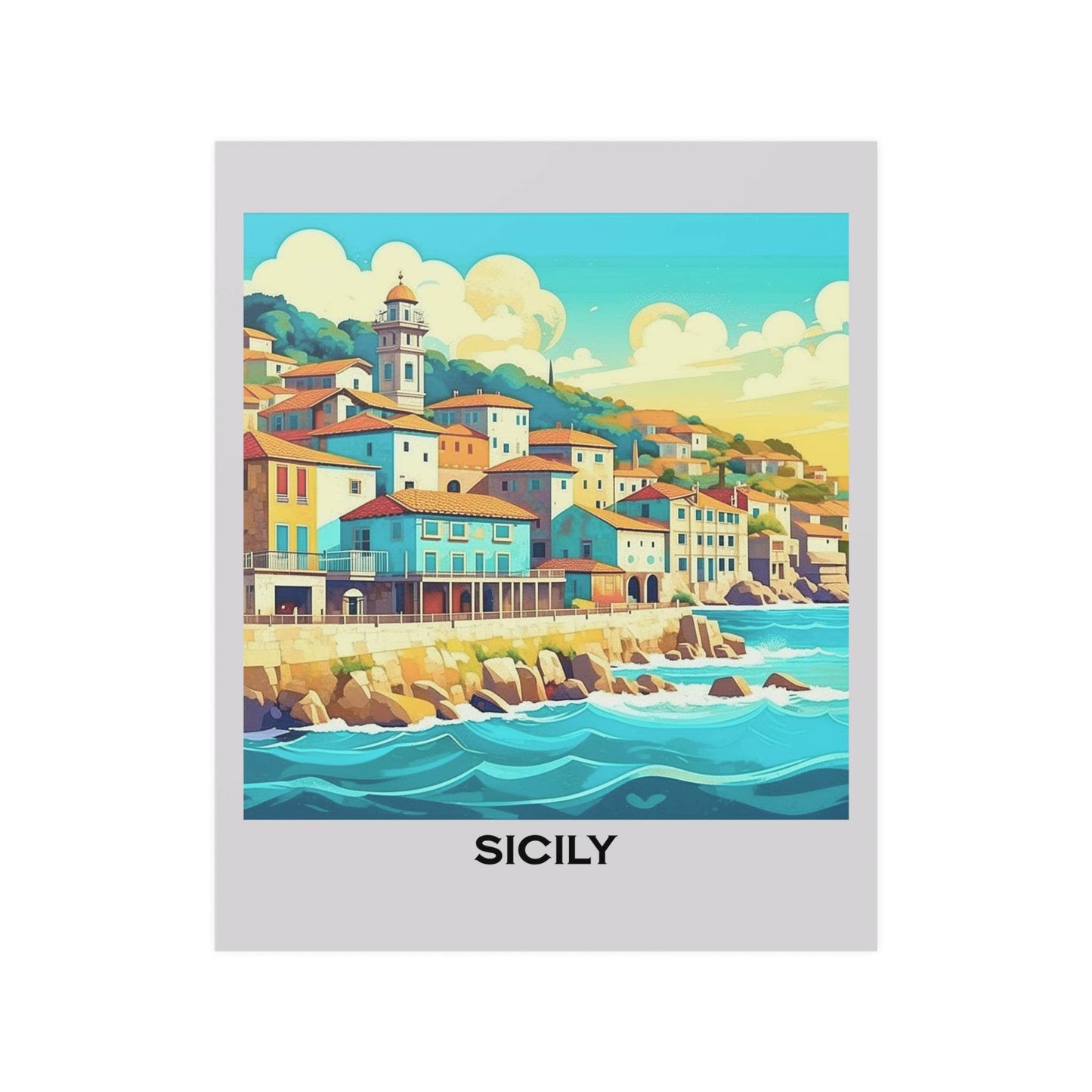 retro travel poster, italy poster, sicily poster