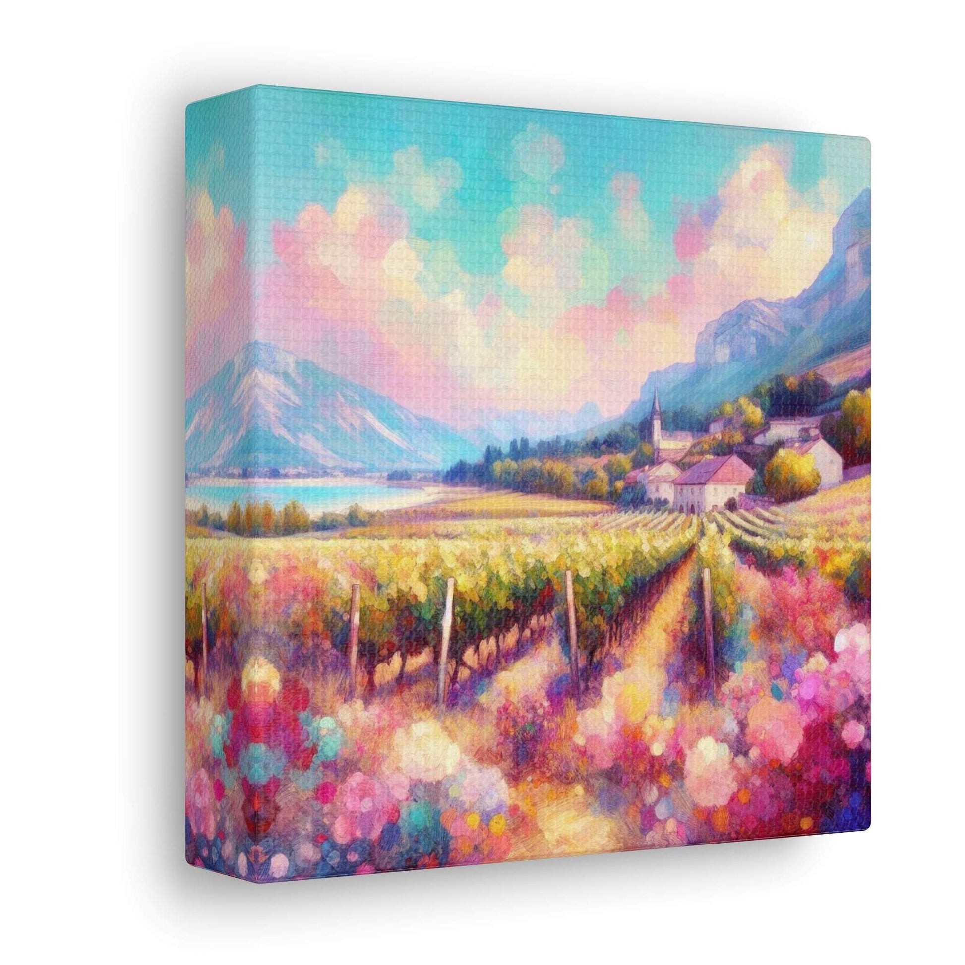 landscape canvas print, south africa art, vineyard painting