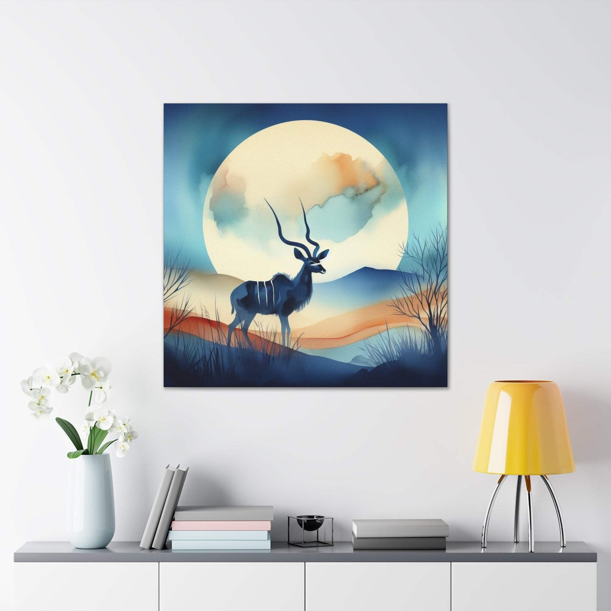 deer canvas, kudu artwork, wildlife canvas