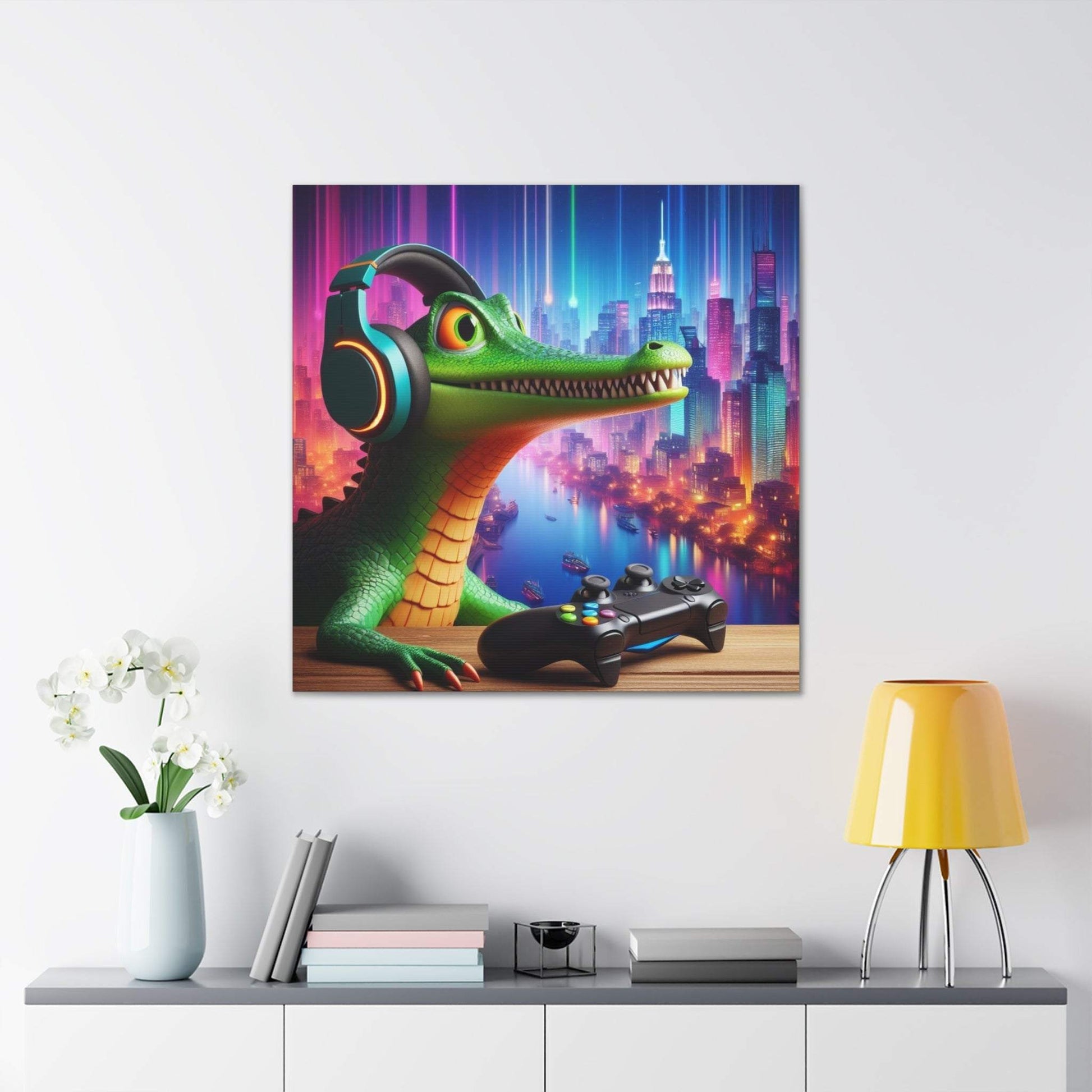 crocodile artwork. gaming wall art, crocodile wall art