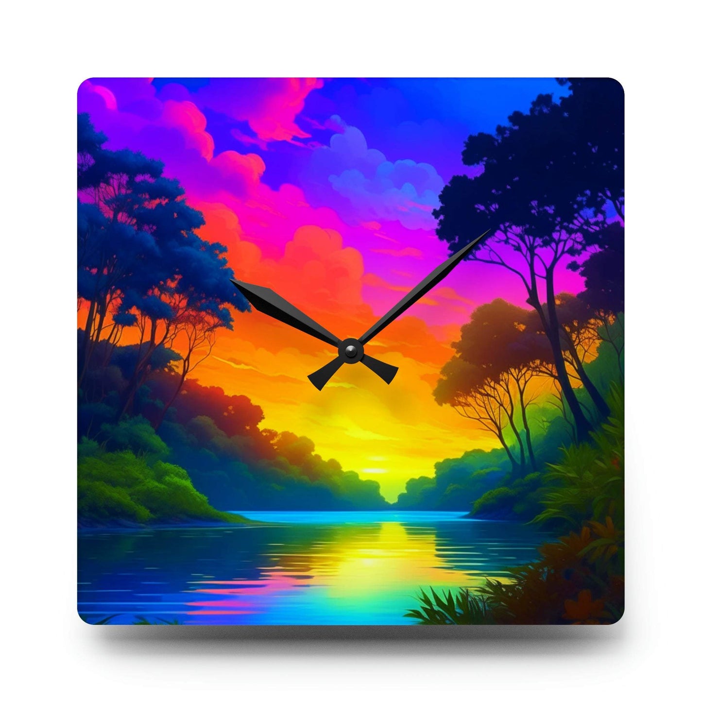 unique wall clock, daintree wall art, colorful clock