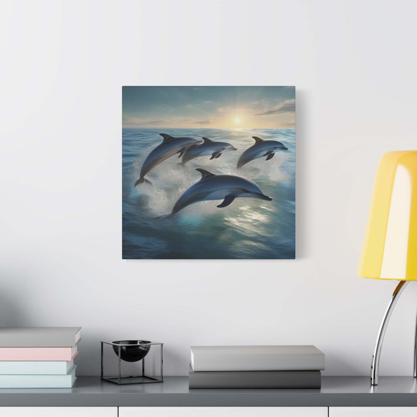 coastal artwork, ocean canvas wall art, beach canvas art, dolphin wall art