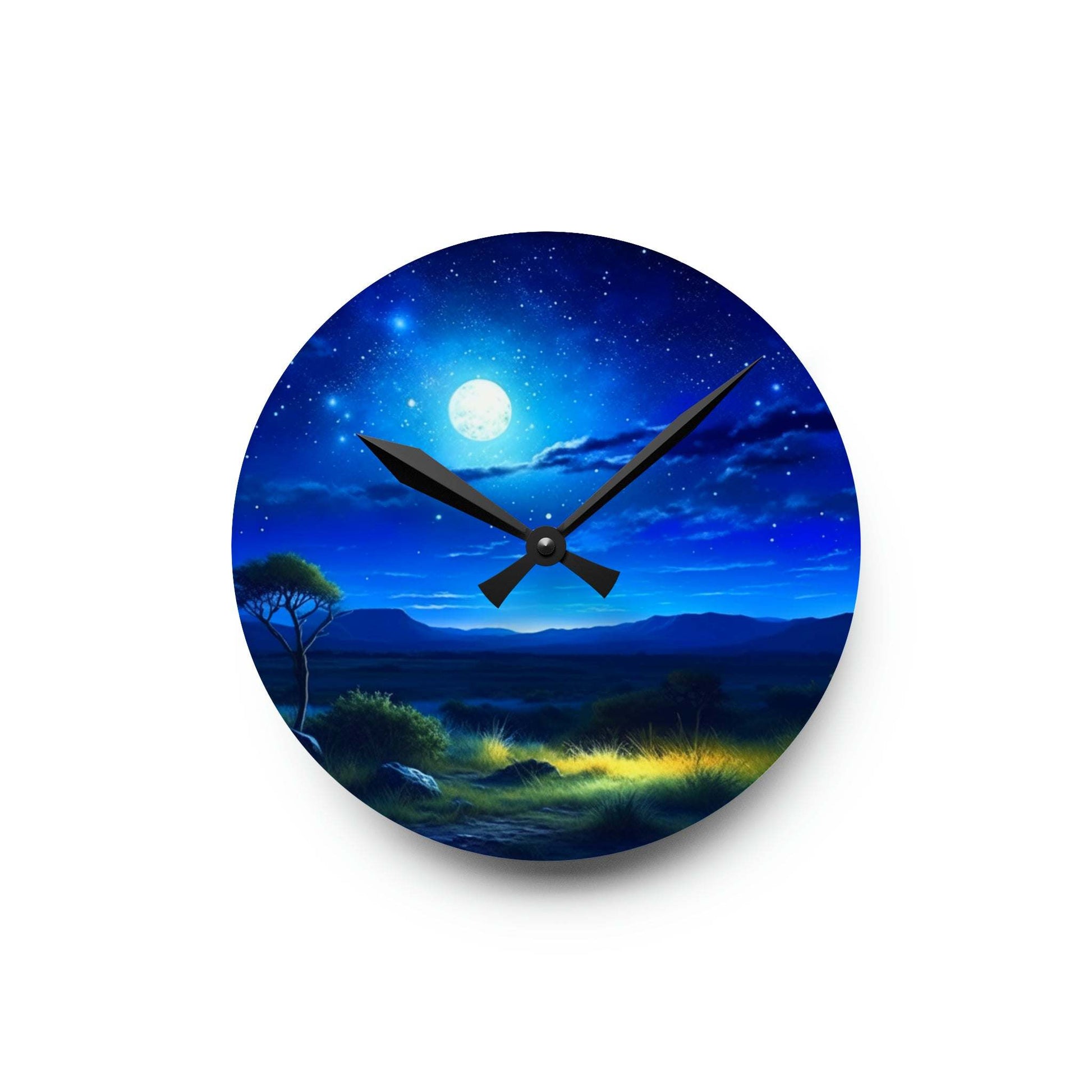 unique wall clock, moonlight art, africa clock