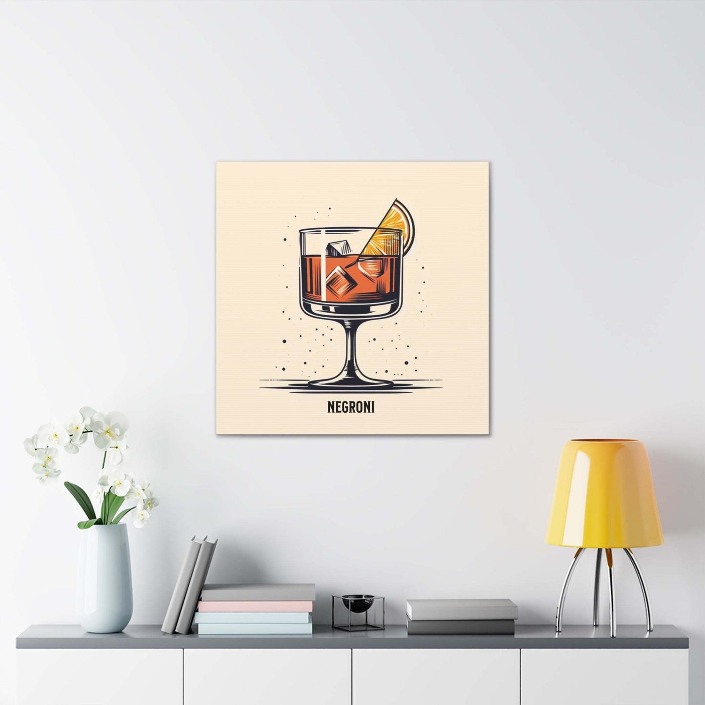 negroni poster, cocktail poster, bar cart decor