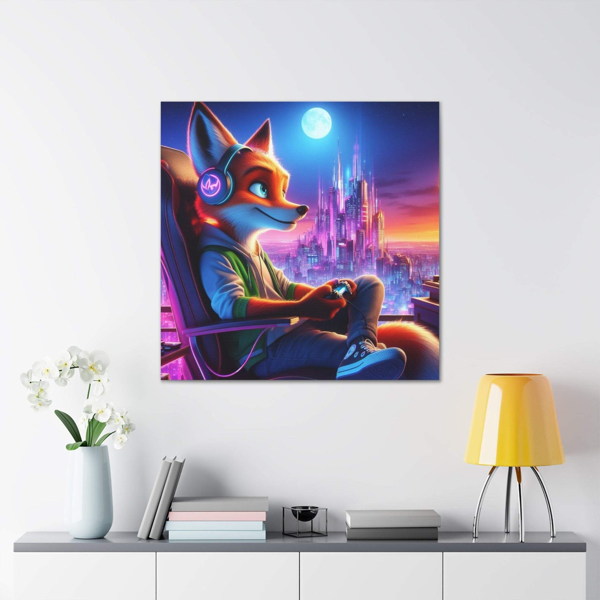 fox artwork, gaming wall art, fox canvas art