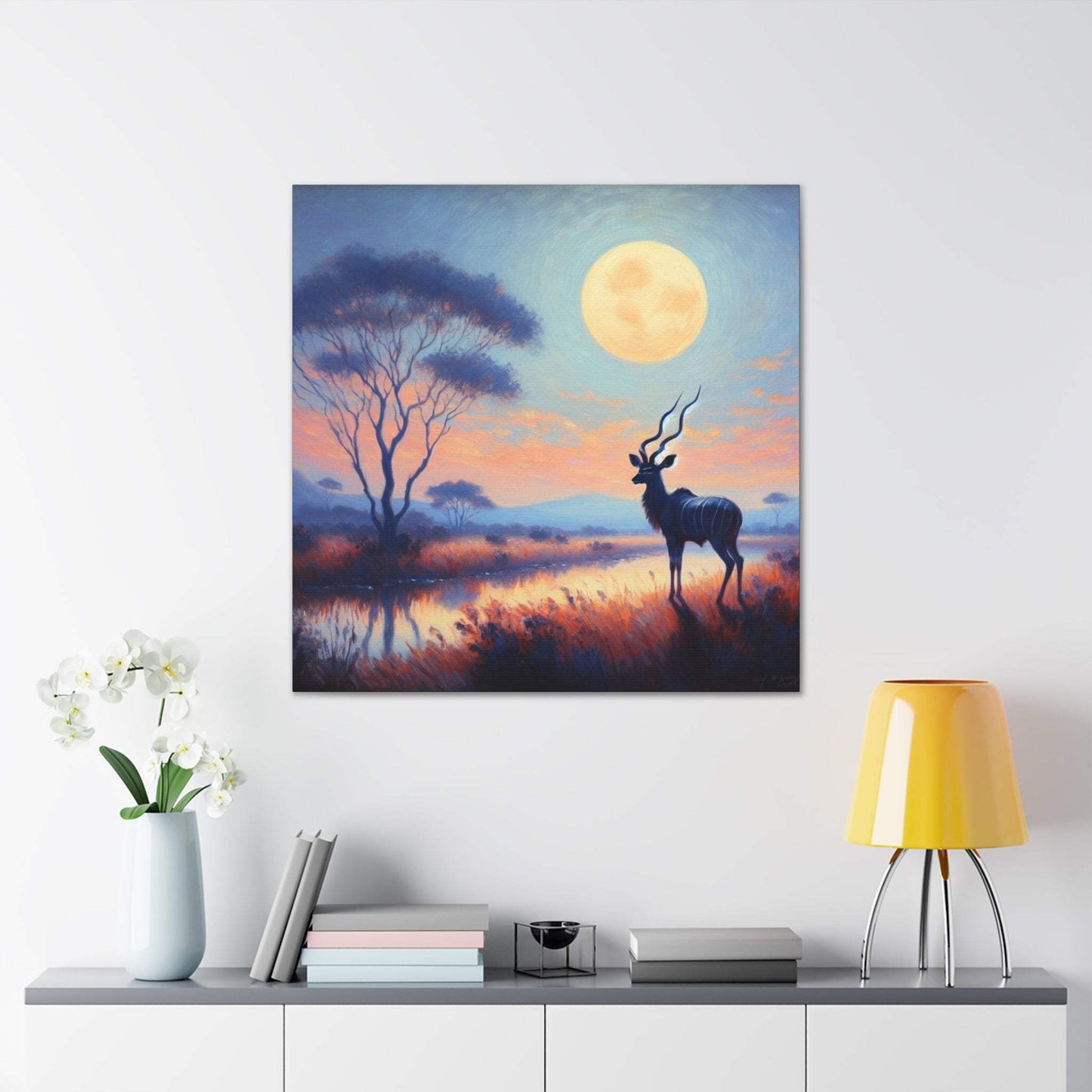 deer canvas, kudu artwork, wildlife canvas