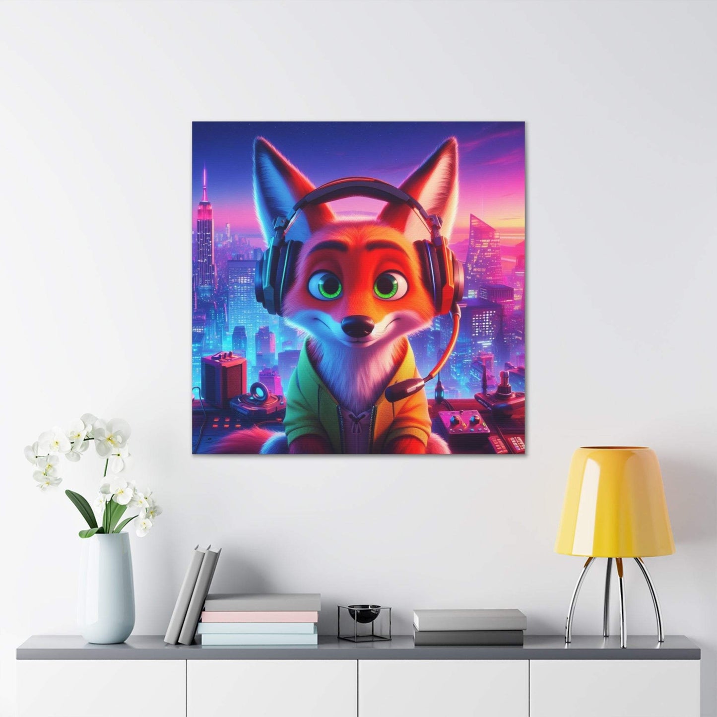 fox artwork, gaming wall art, fox canvas art