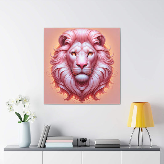 lion wall art, lion canvas wall art, lion face portrait, abstract pink lion