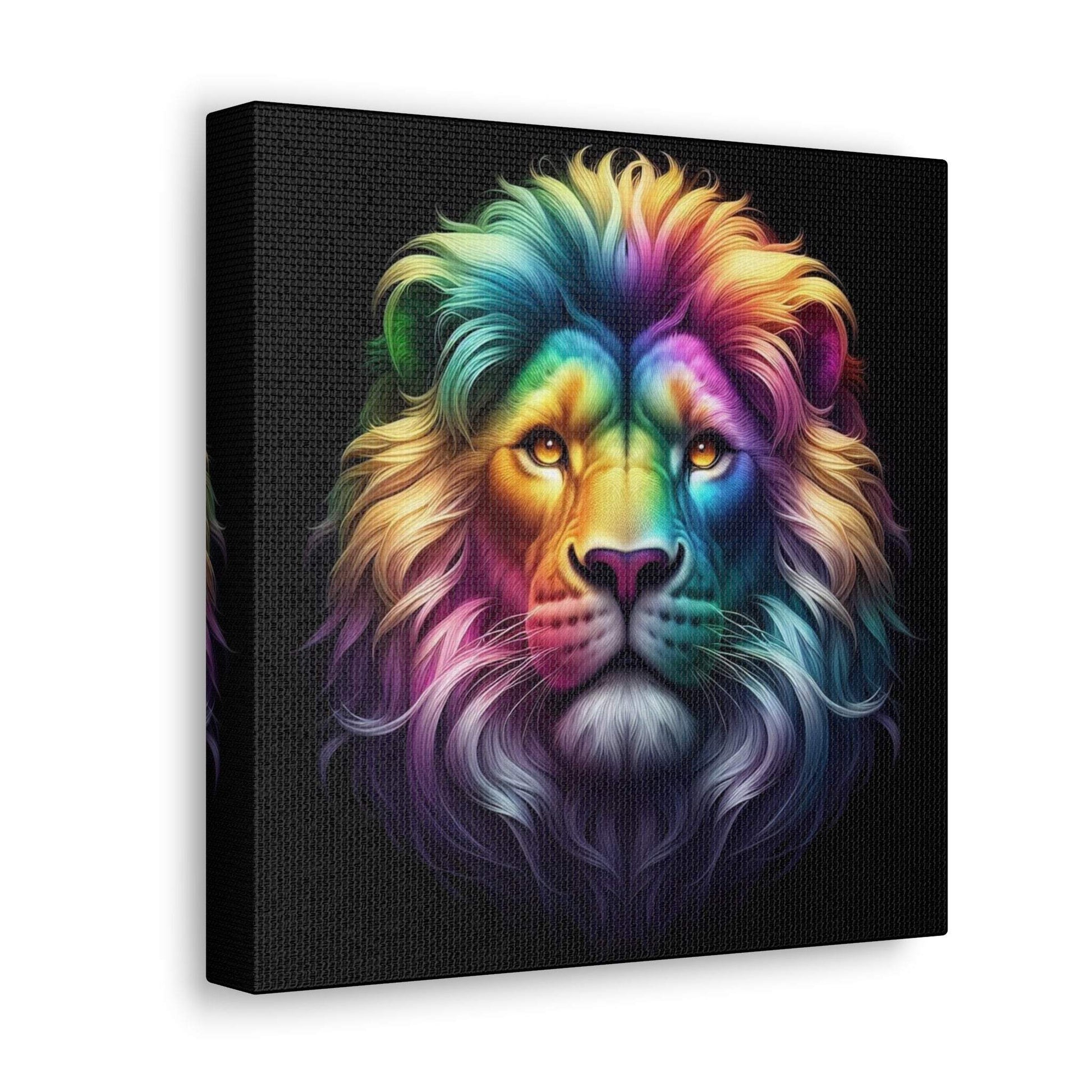 lion wall art, lion canvas wall art, lion face portrait, abstract rainbow lion