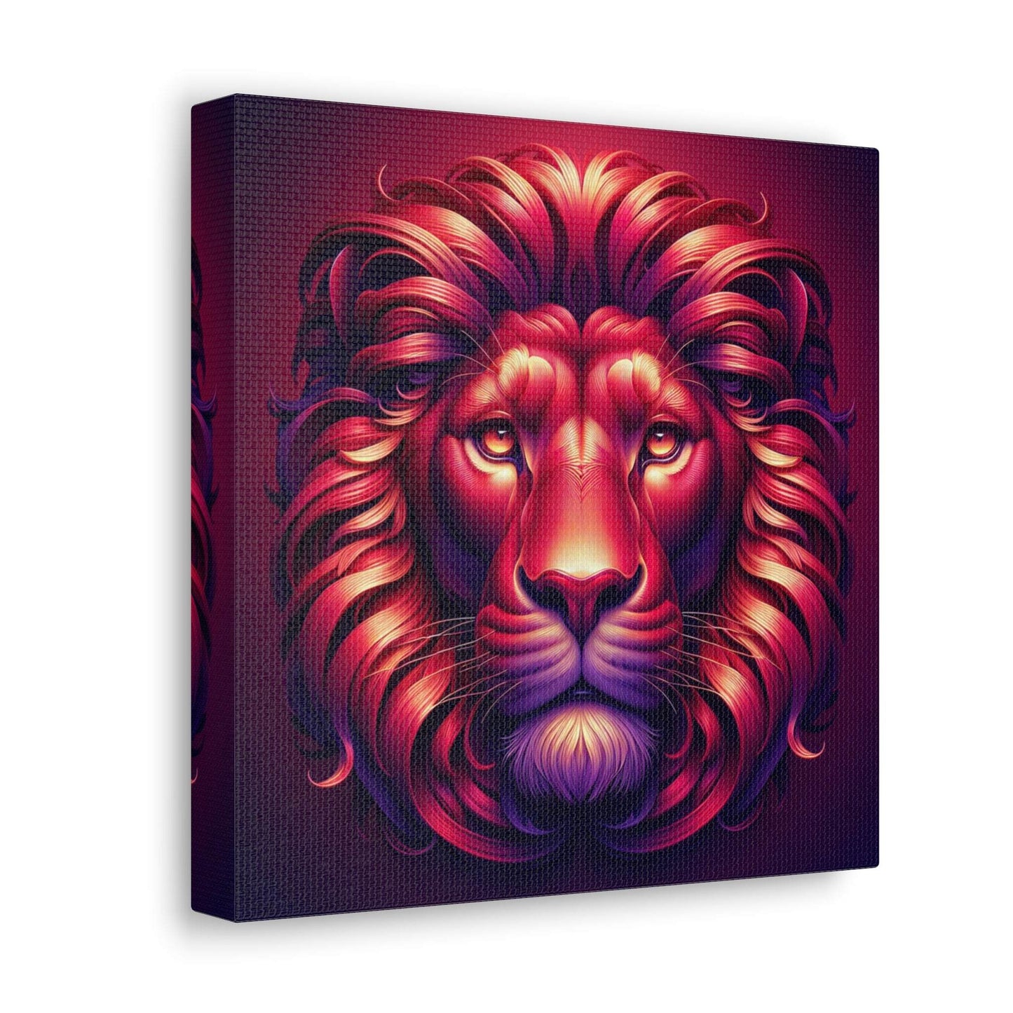 lion wall art, lion canvas wall art, lion face portrait, abstract red lion