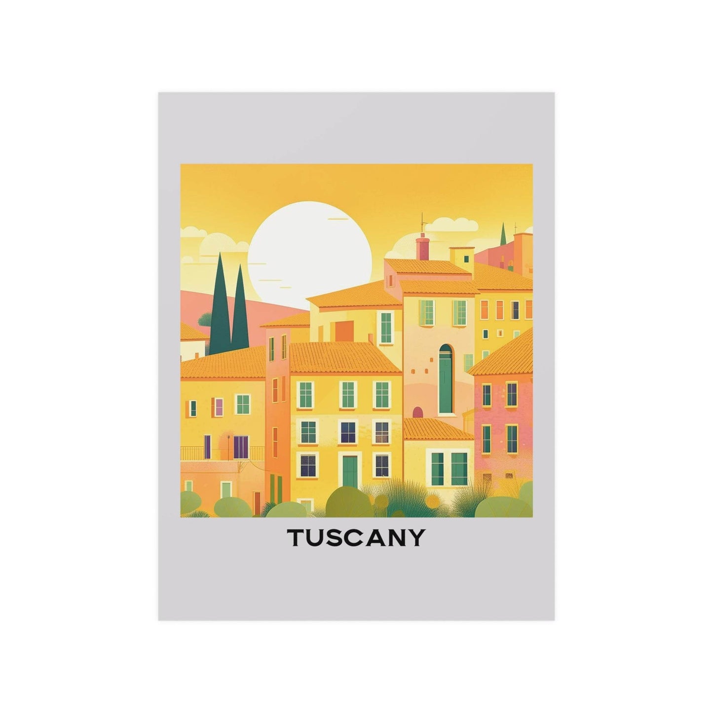 retro travel poster, tuscany poser, italy poster