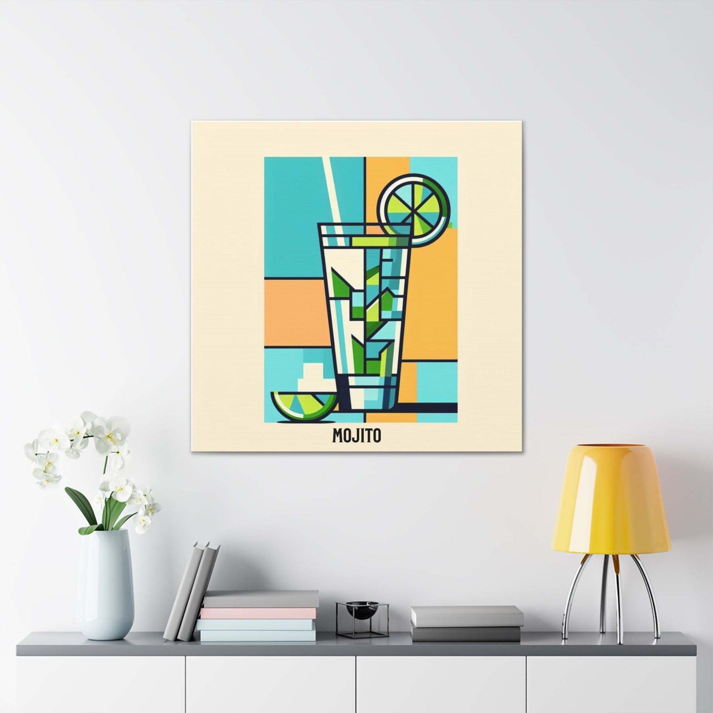 bar cart decor, cocktail poster