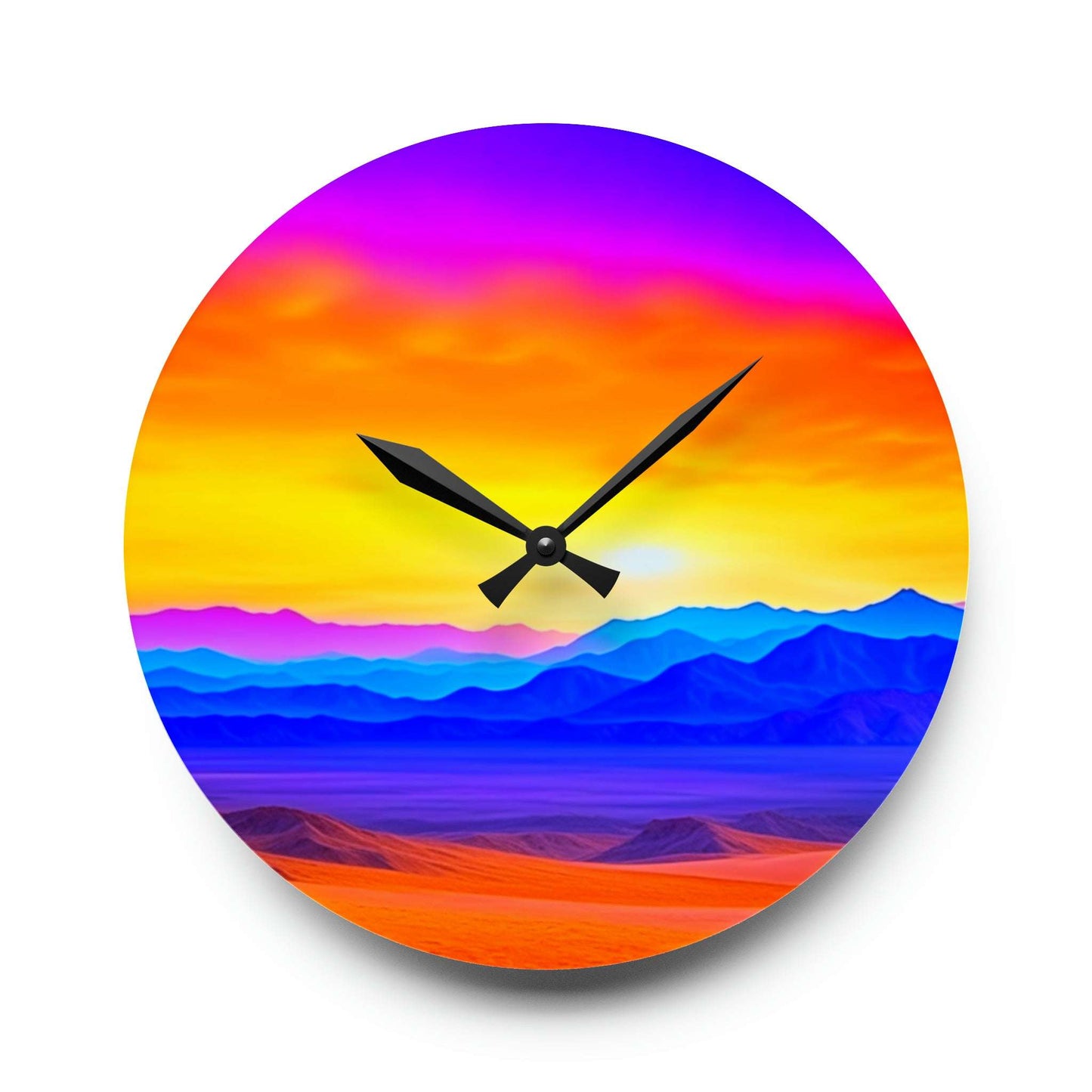 unique wall clock, death valley art, colorful clock