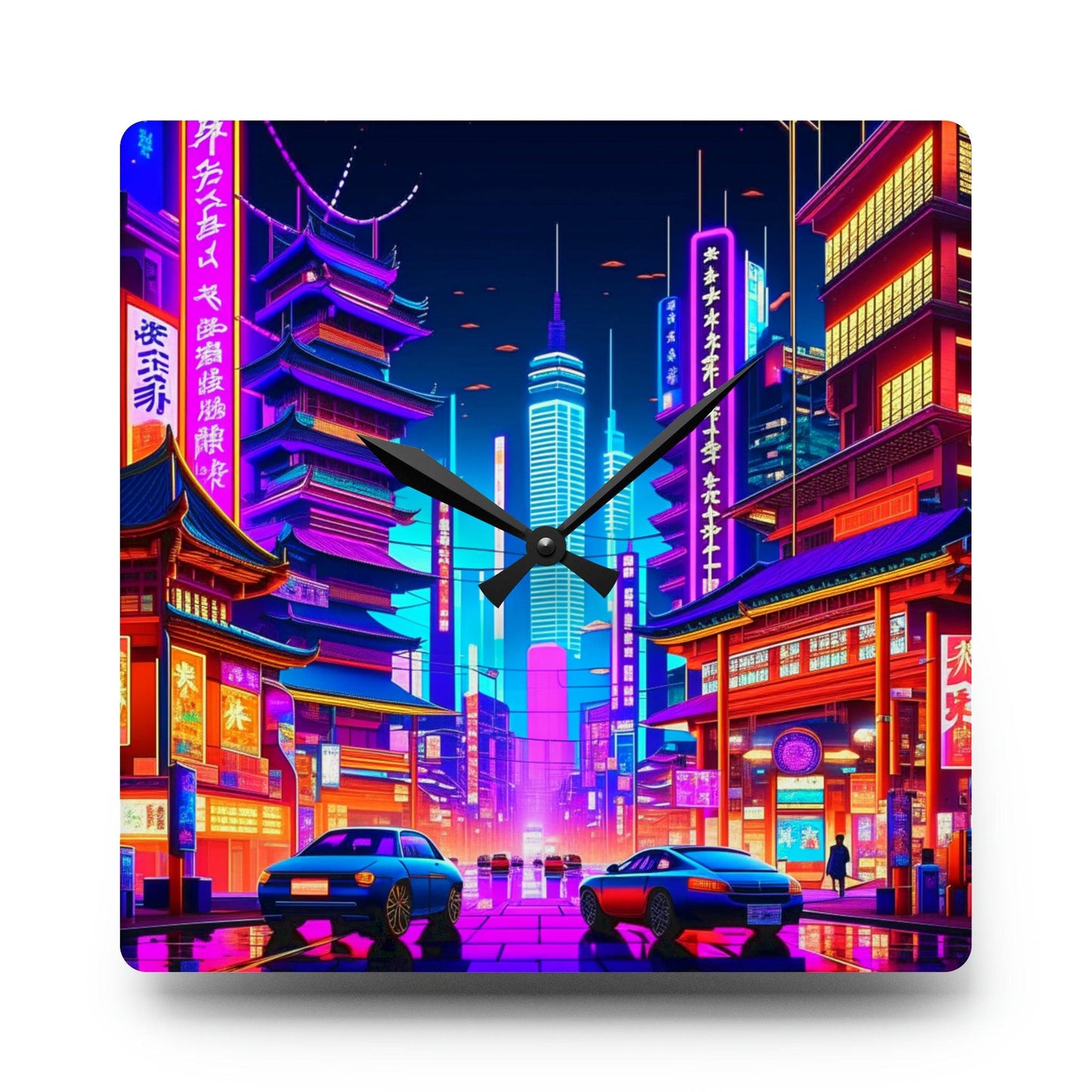 city skyline wall art, unique wall clock, cityscape