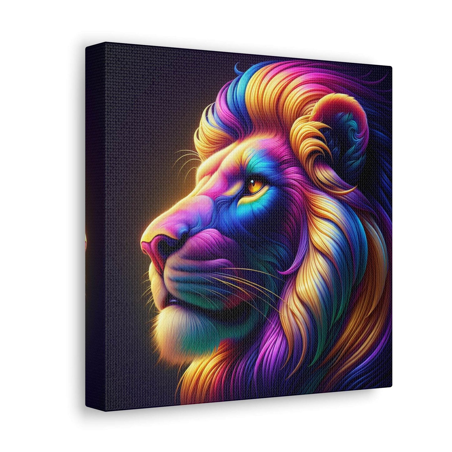 lion wall art, lion canvas wall art, lion face portrait, abstract rainbow lion