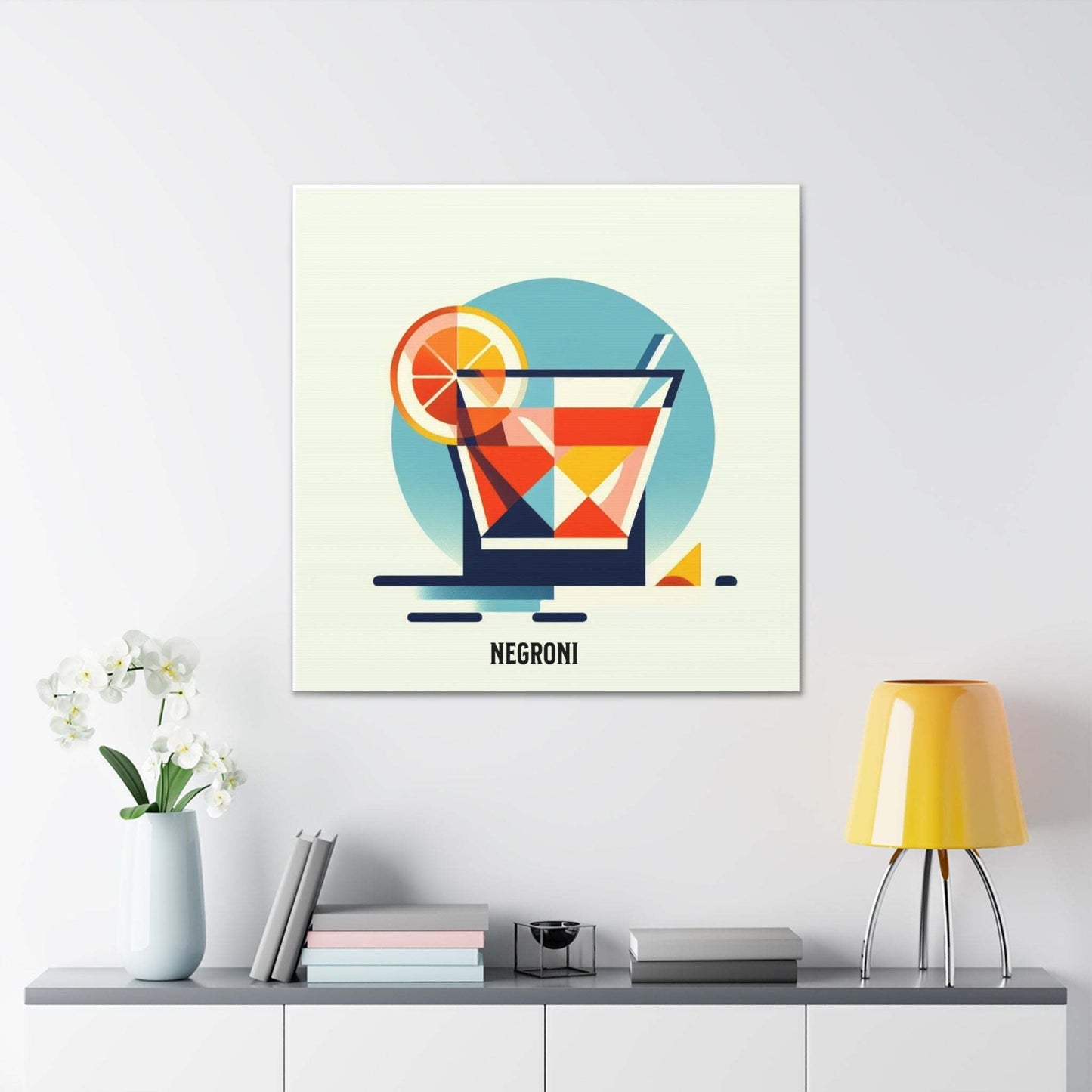 negroni poster, cocktail poster, bar cart decor