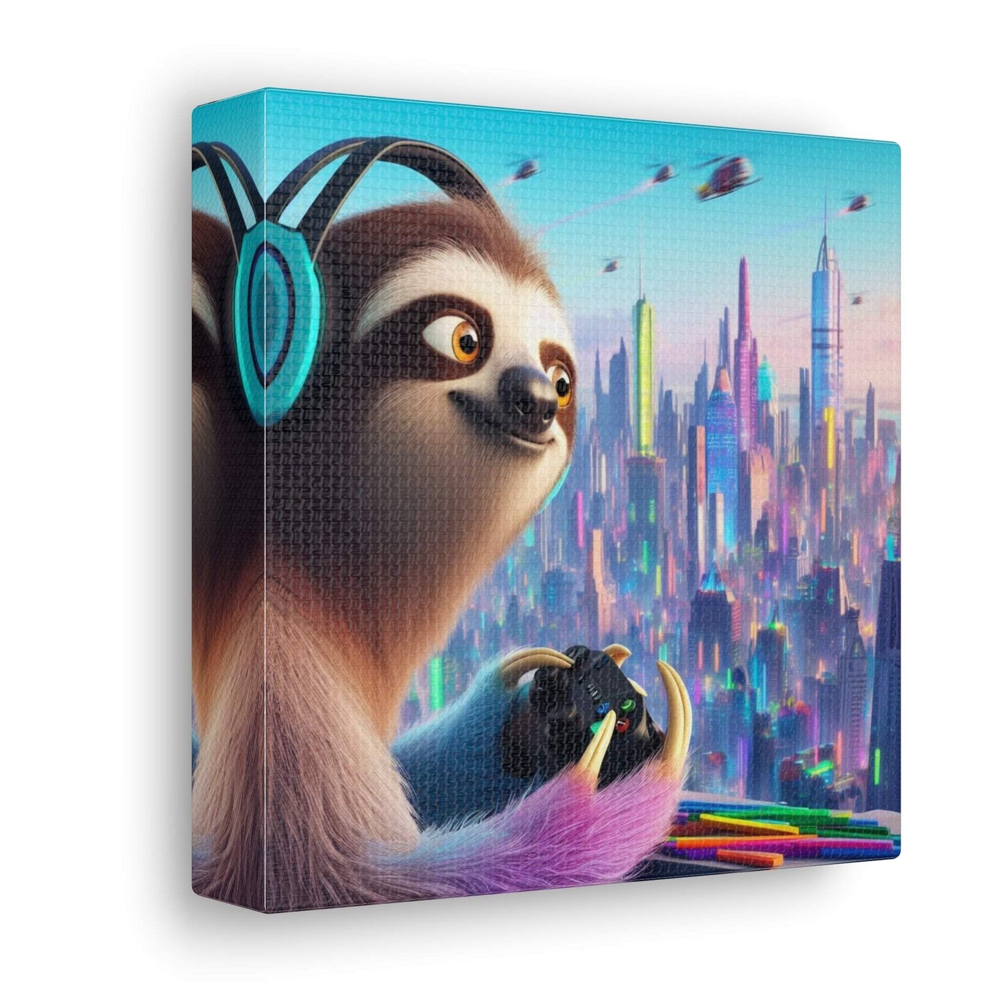 sloth artwork, sloth wall art, gaming wall art