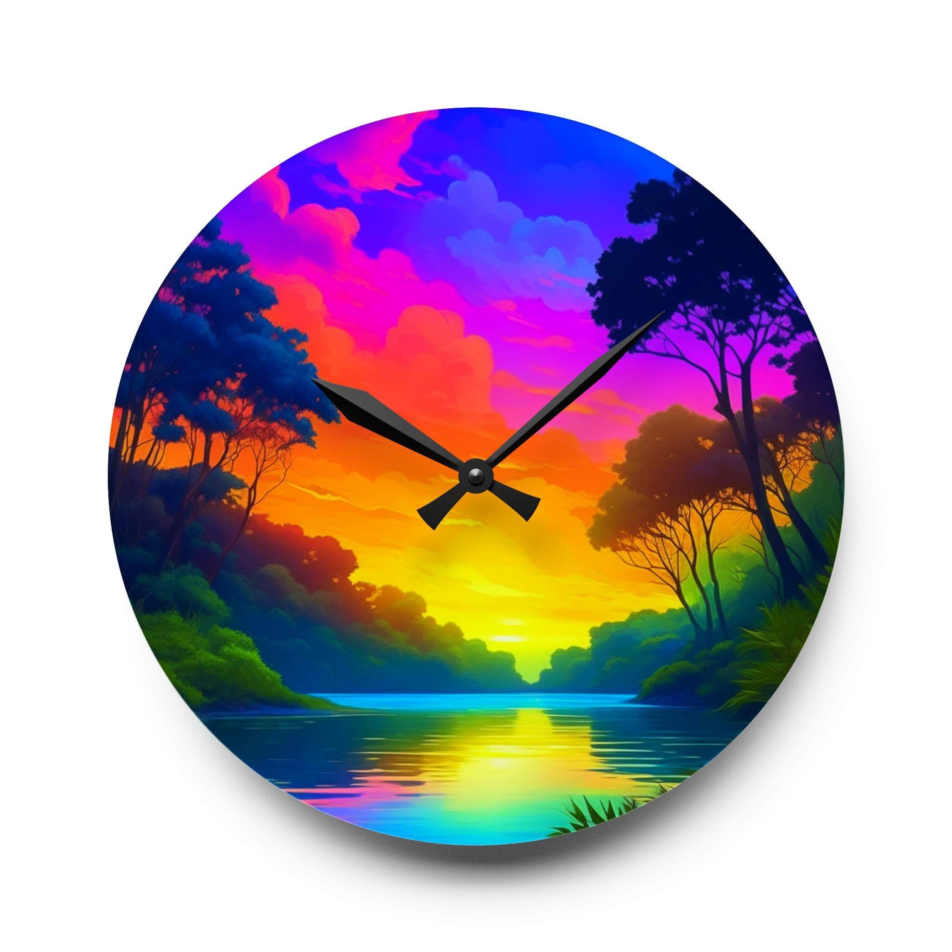 unique wall clock, daintree wall art, colorful clock