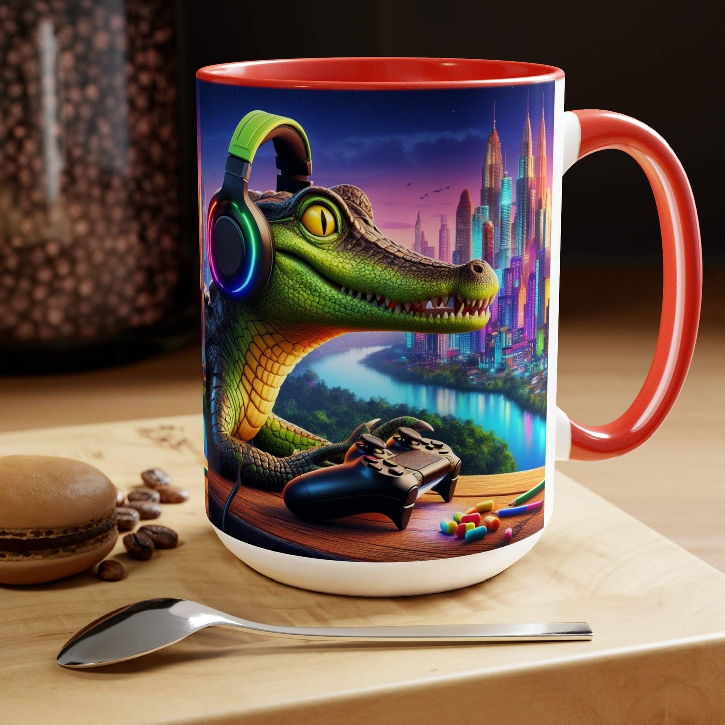 gaming mug, crocodile mug