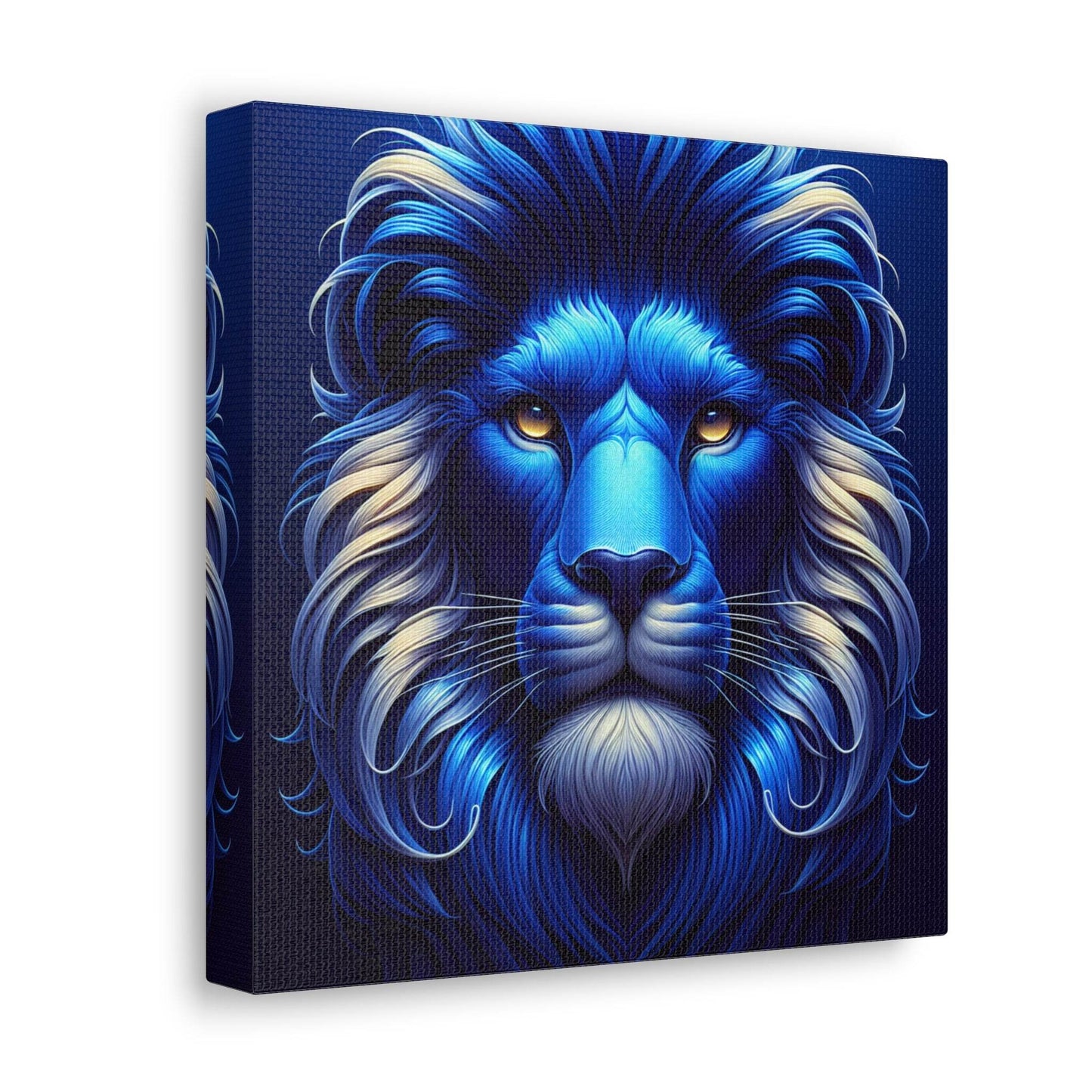 lion wall art, lion canvas wall art, lion face portrait, abstract blue lion