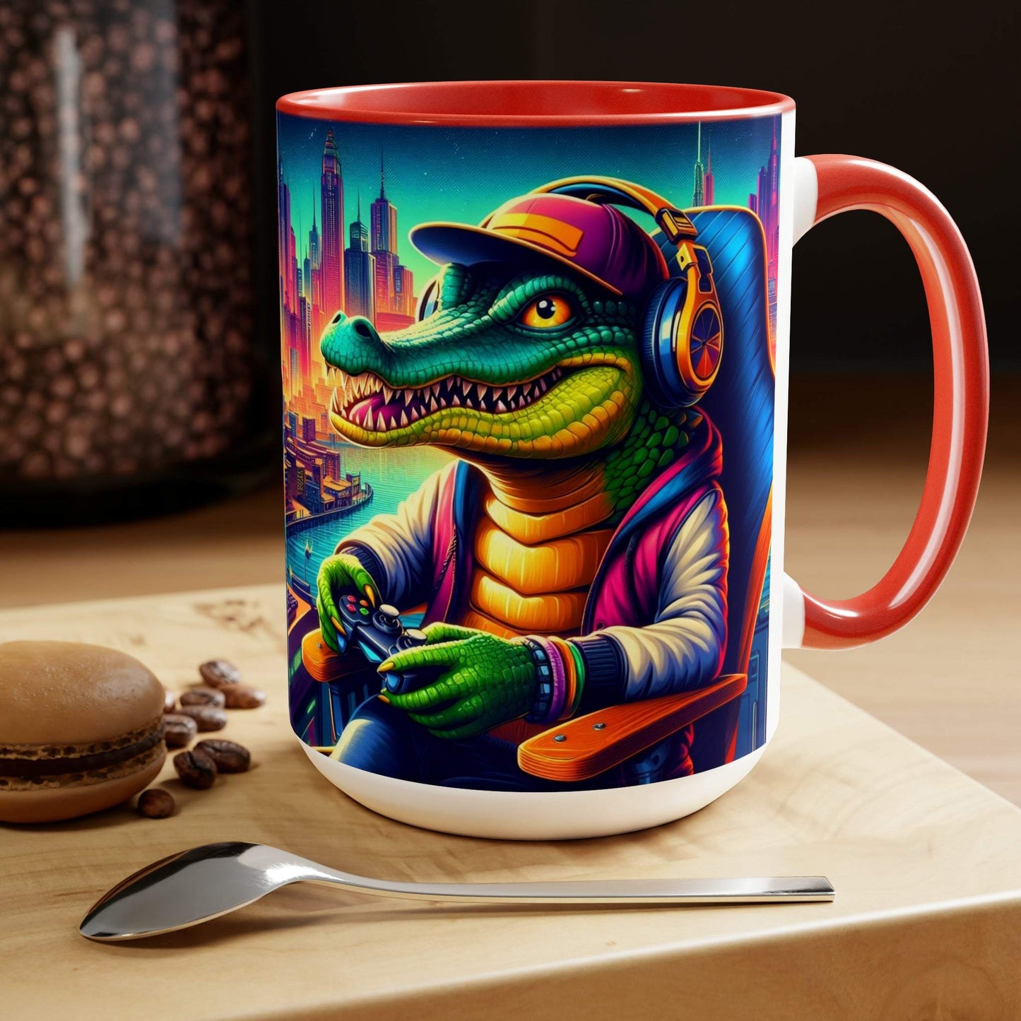 gaming mug, crocodile mug