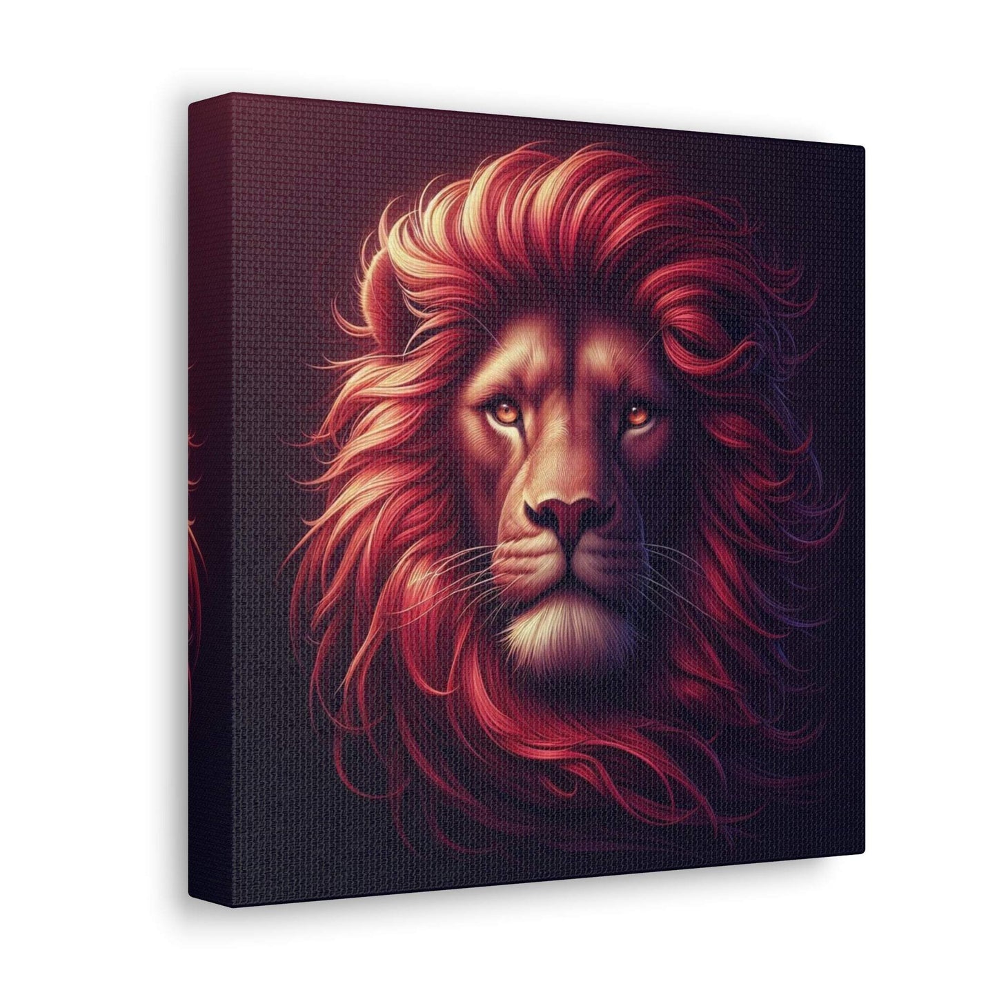 lion wall art, lion canvas wall art, lion face portrait, abstract red lion