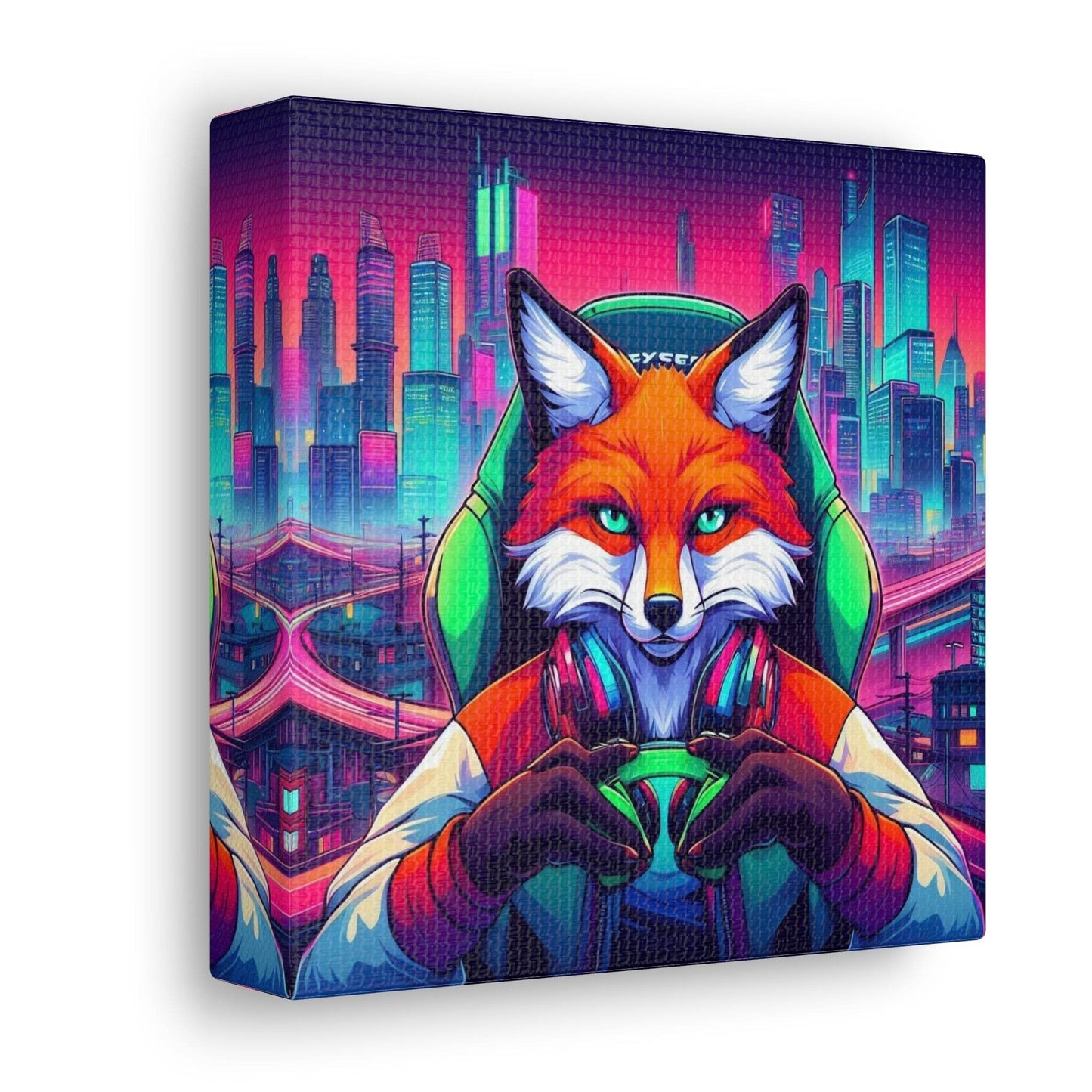 fox artwork, gaming wall art, fox canvas art