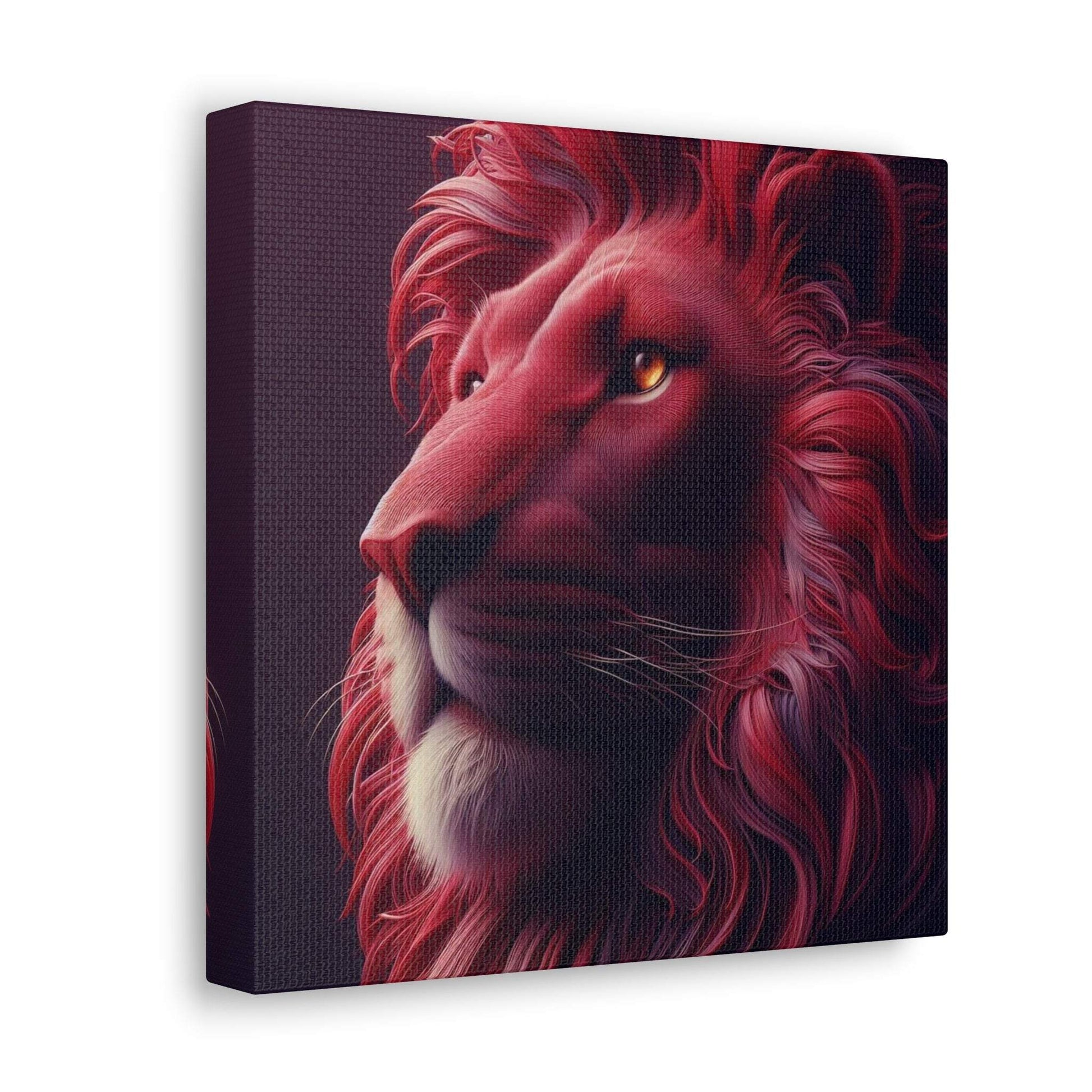 lion wall art, lion canvas wall art, lion face portrait, abstract red lion