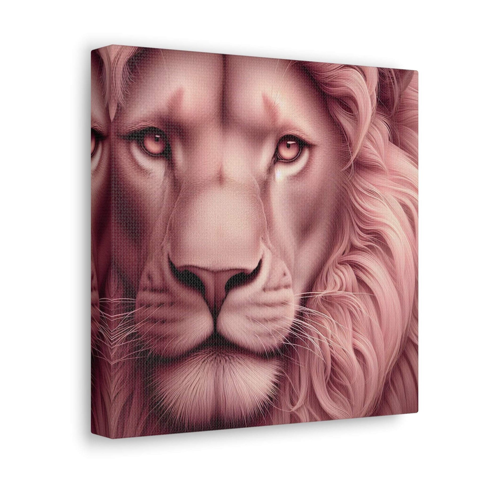 lion wall art, lion canvas wall art, lion face portrait, abstract pink lion