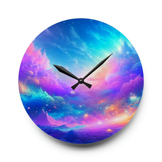 unique wall clock, colorful clock, galaxy clock