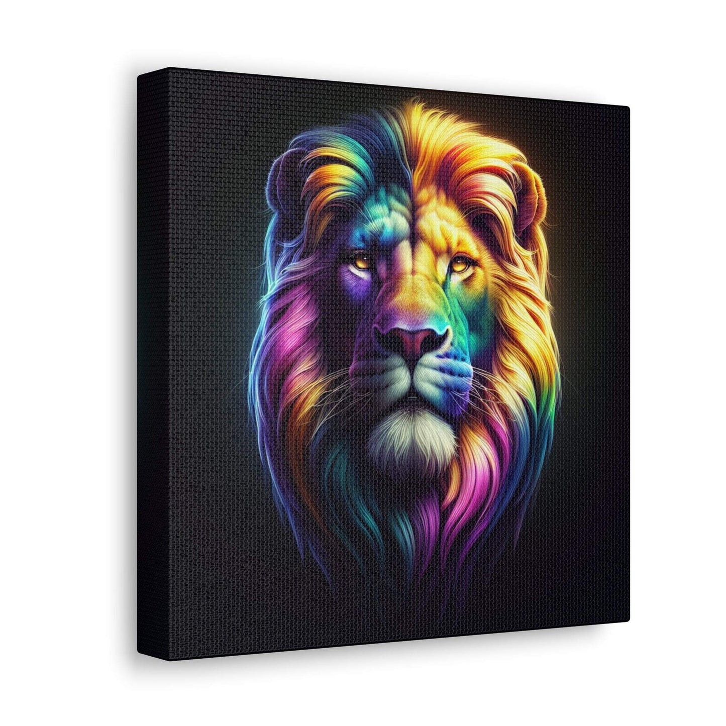 lion wall art, lion canvas wall art, lion face portrait, abstract rainbow lion