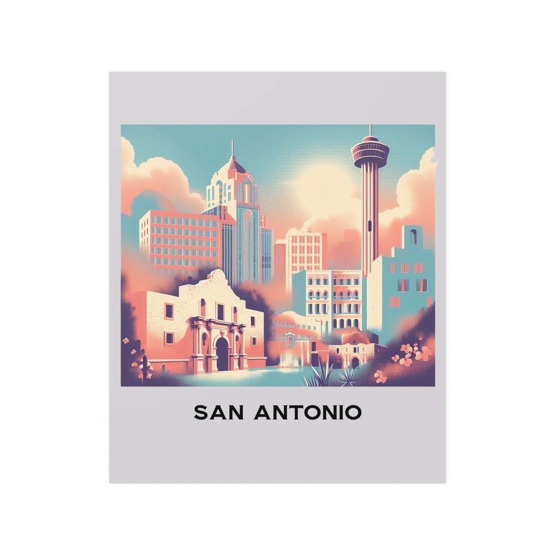 retro travel poster, san antonio poster