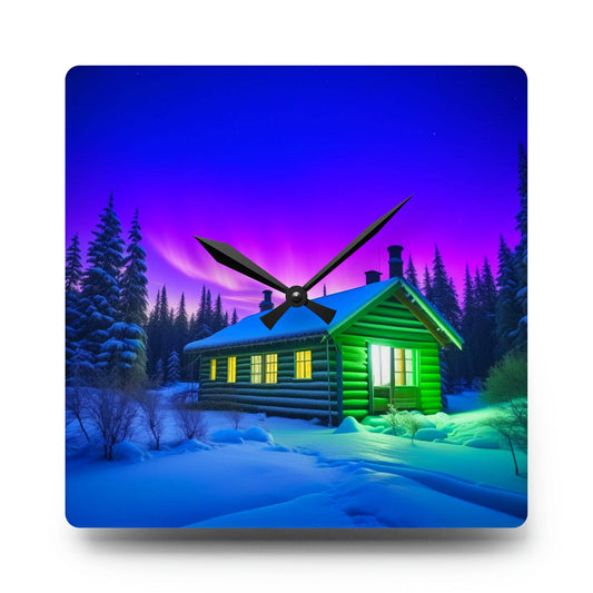 northern lights art, unique wall clock, colorful clock