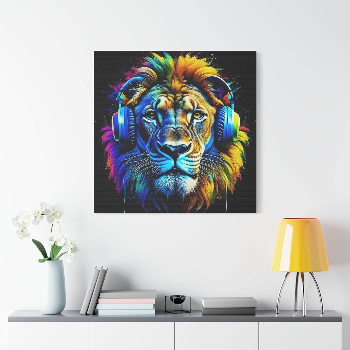 lion wall art, lion canvas, abstract lion art, gaming wall art