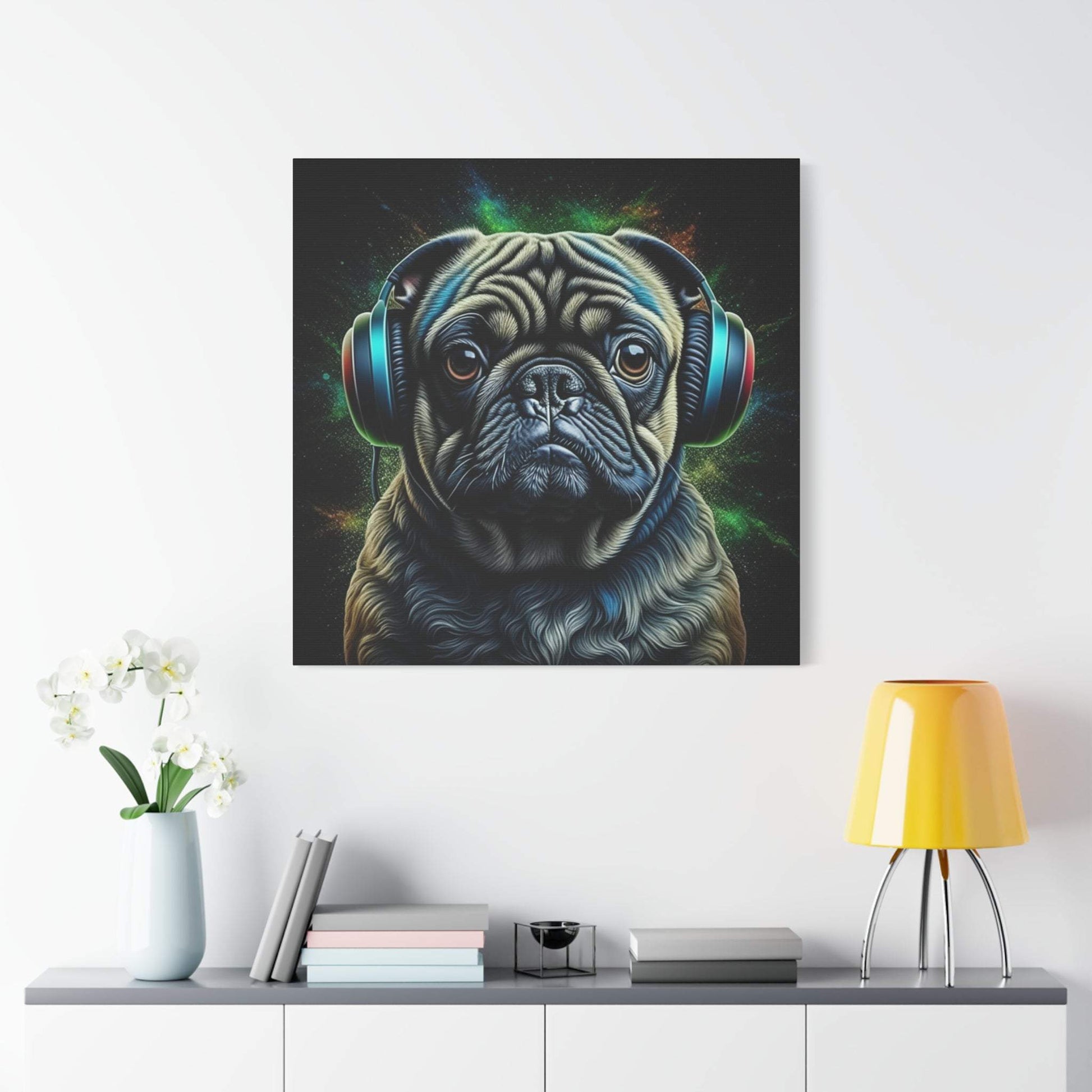 pug artwork, pug wall art, gaming wall art