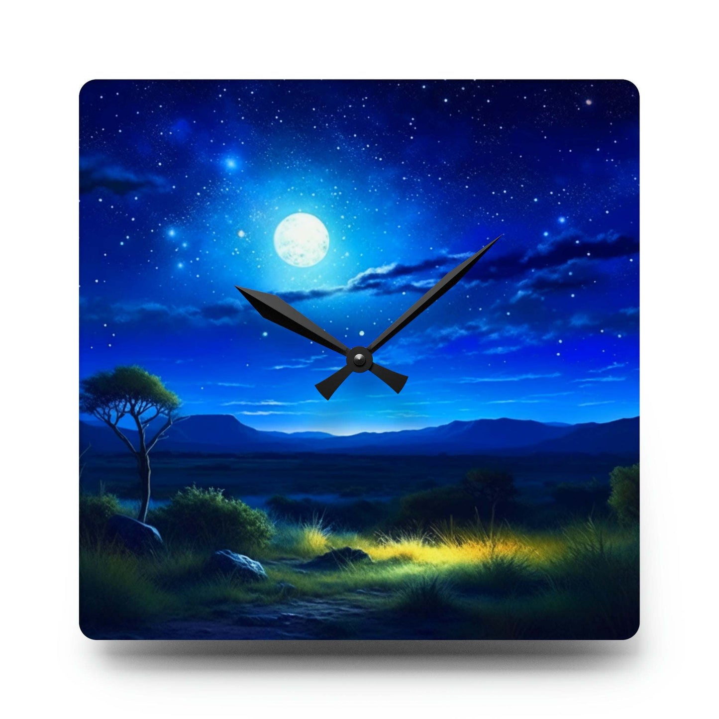 unique wall clock, moonlight art, africa clock