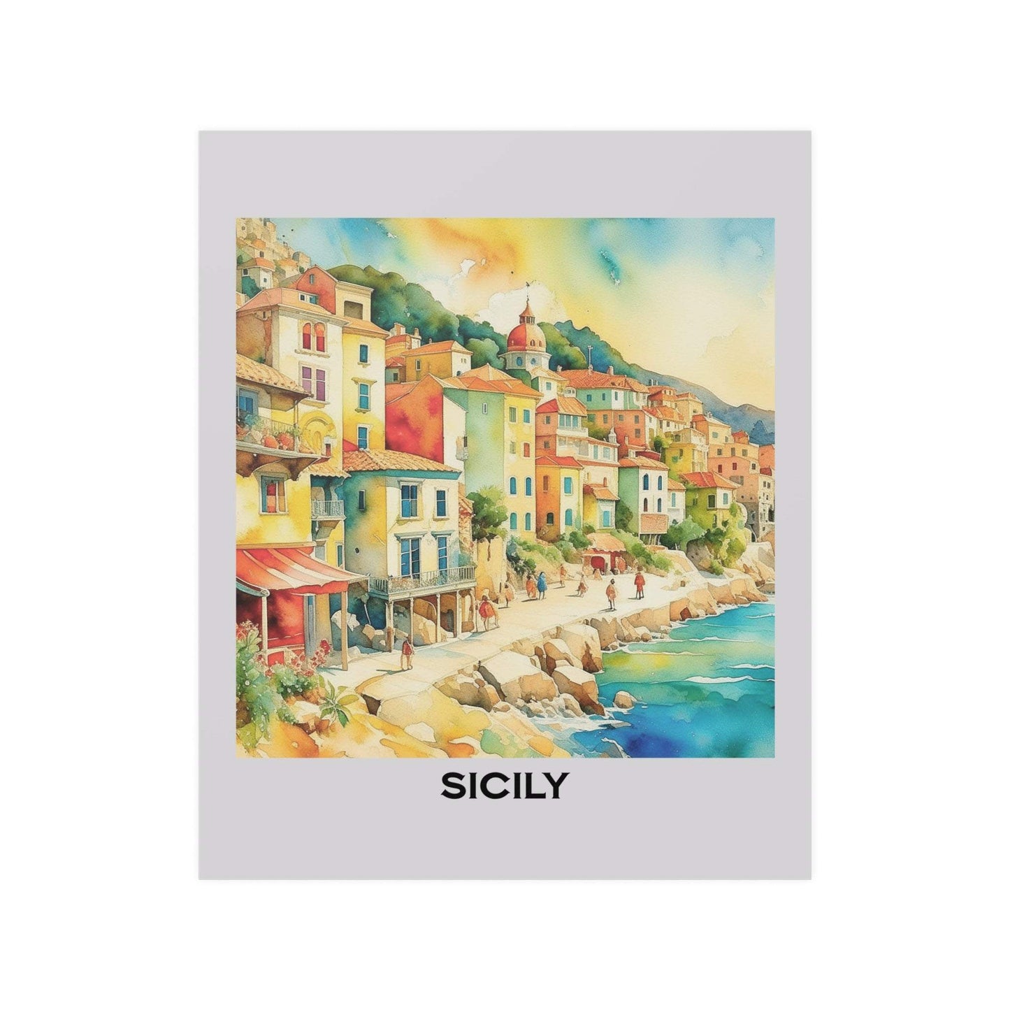 retro travel poster, italy poster, sicily poster