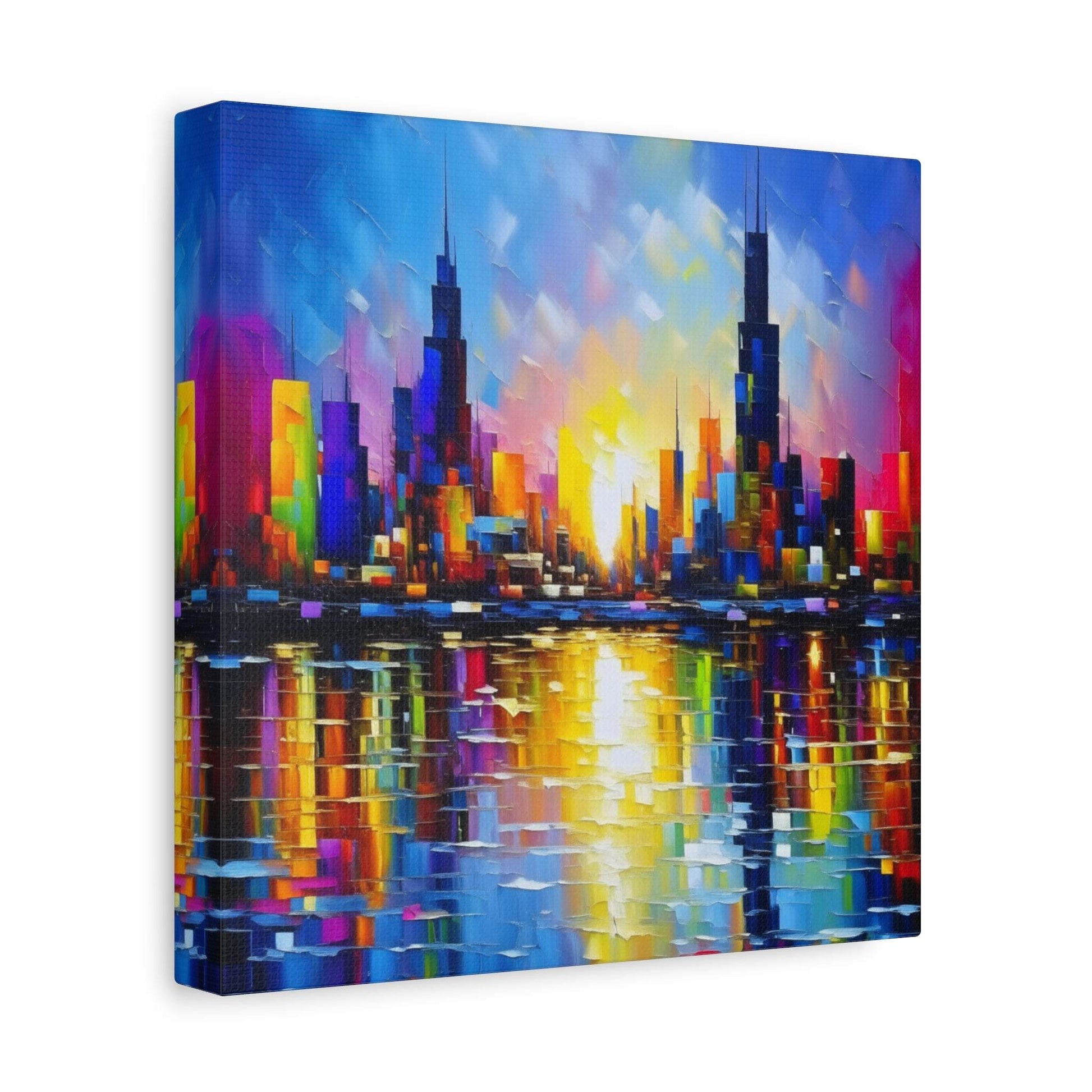 city skyline wall art, cityscape, colorful city print
