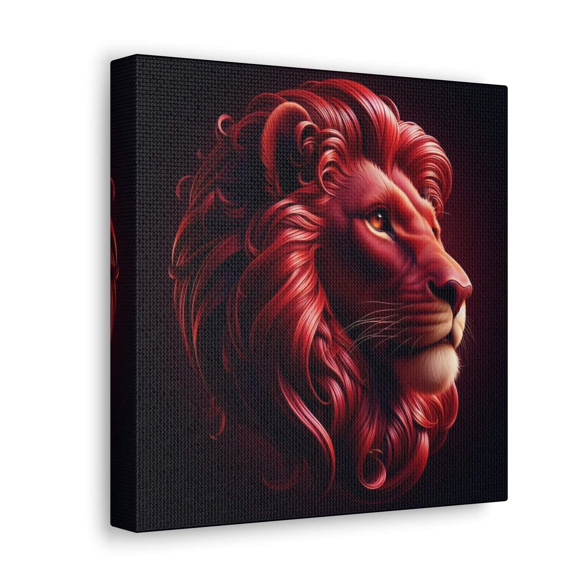 lion wall art, lion canvas wall art, lion face portrait, abstract red lion